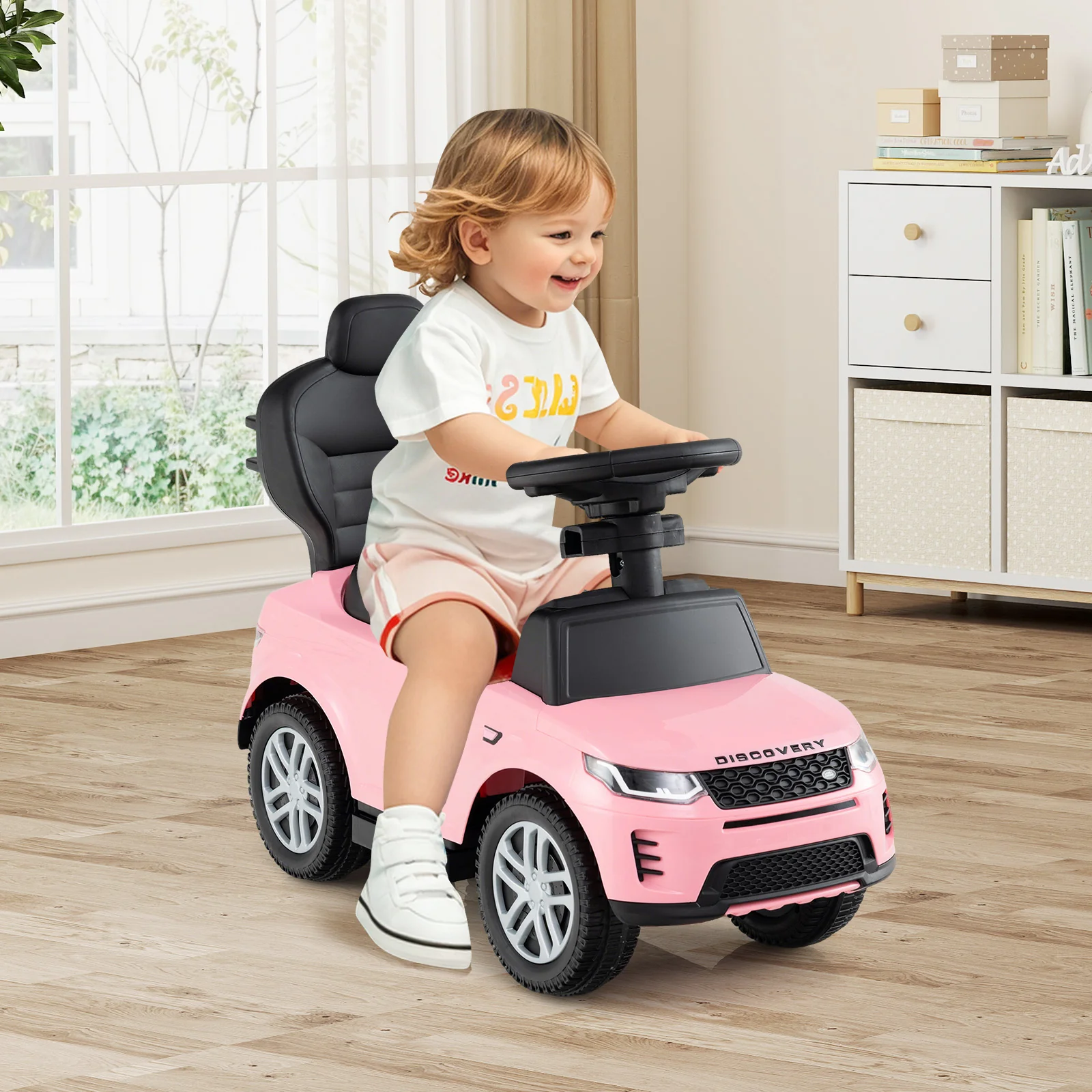 3 In 1 Push Car With Removable Handle, Guardrail, 18-36 Months, Pink - Image 2