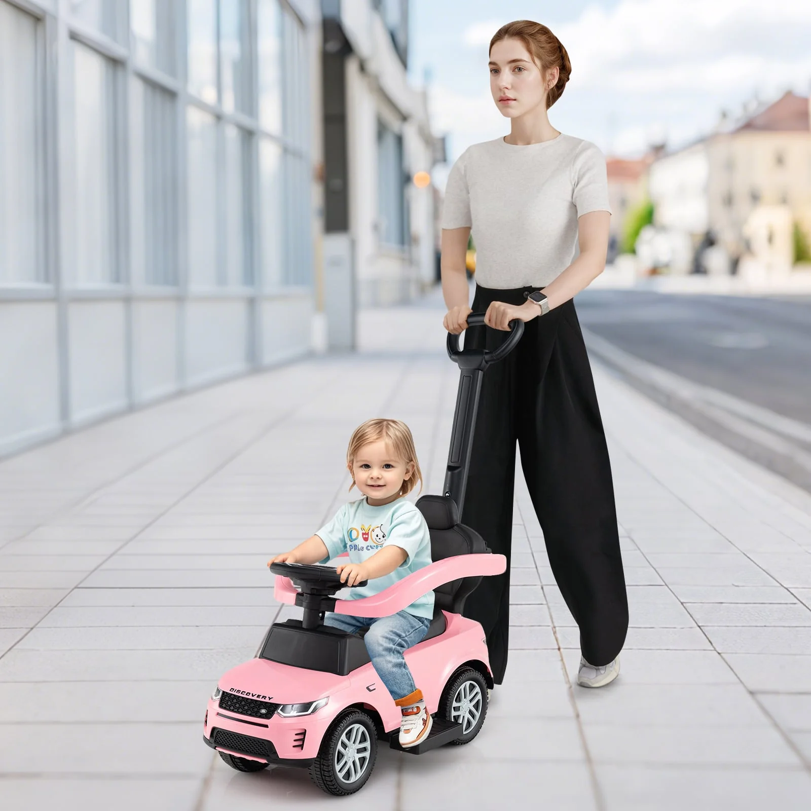 3 In 1 Push Car With Removable Handle, Guardrail, 18-36 Months, Pink - Image 3