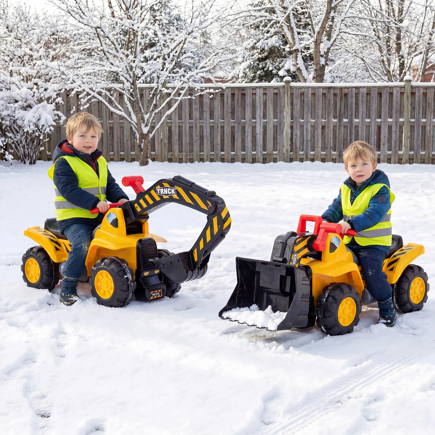 3-in-1 Ride on Excavator Bulldozer Detachable with Engine Sound and Helmet, Yellow - Image 2