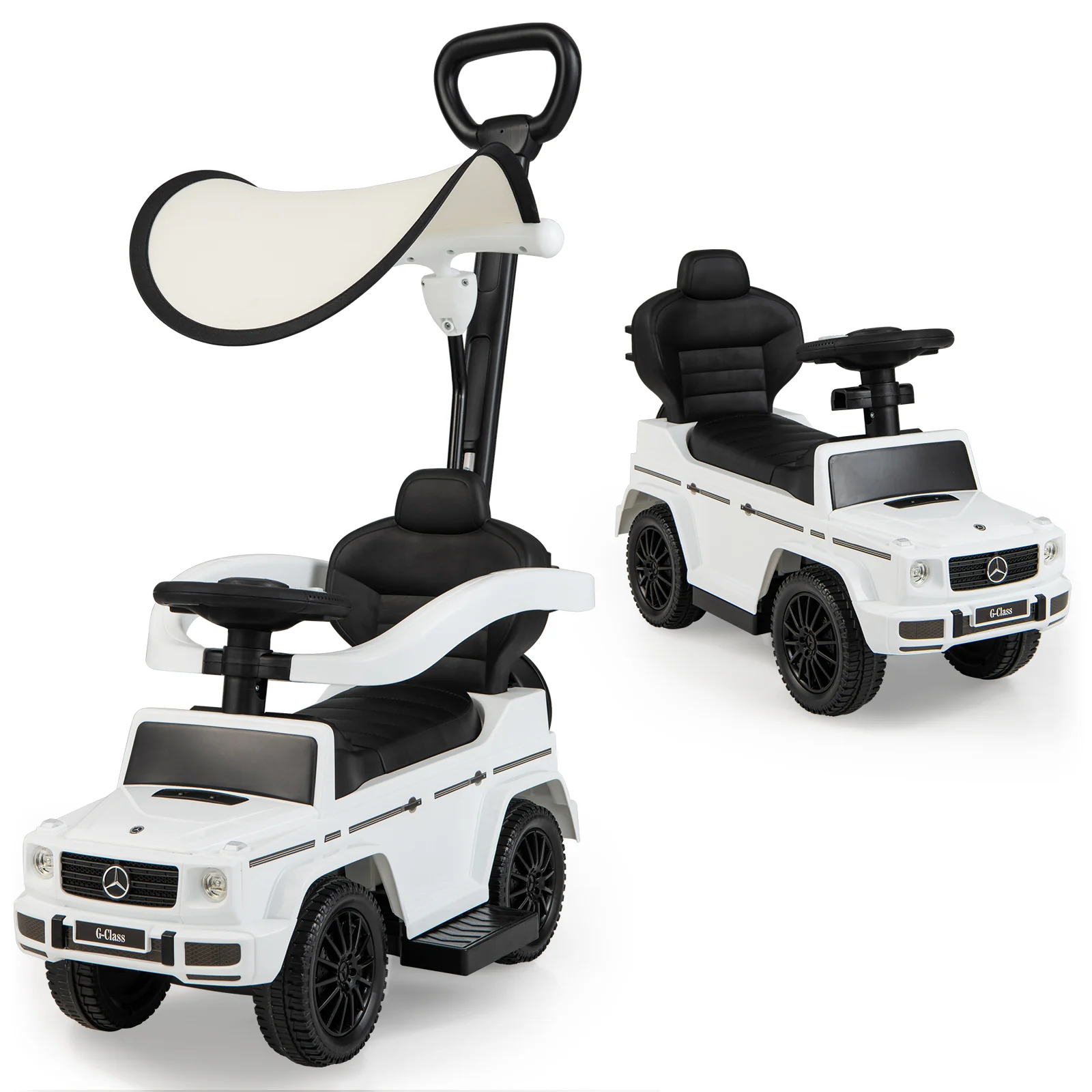 3-In-1 Ride On Push Car Stroller, G350, White