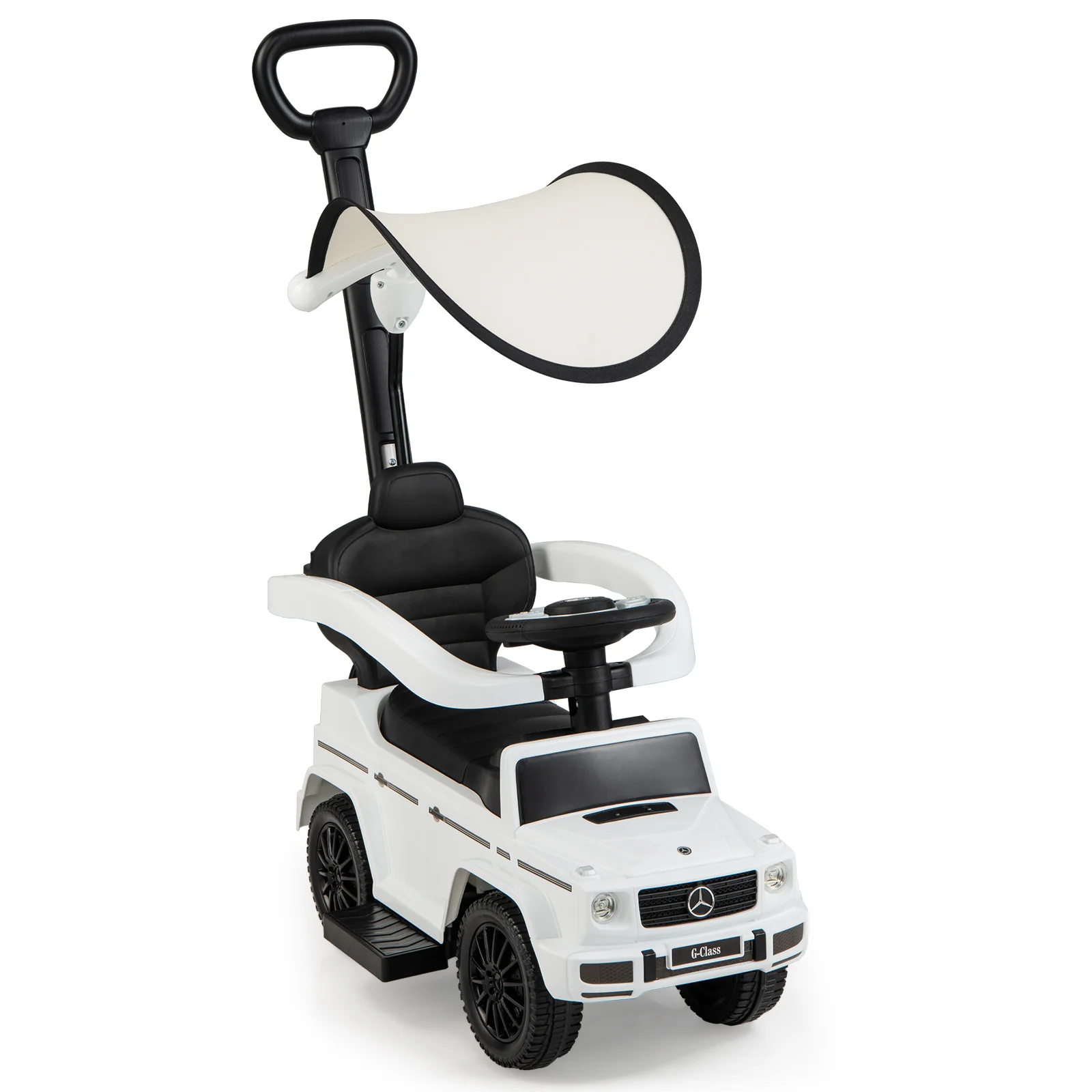 3-In-1 Ride On Push Car Stroller, G350, White - Image 5