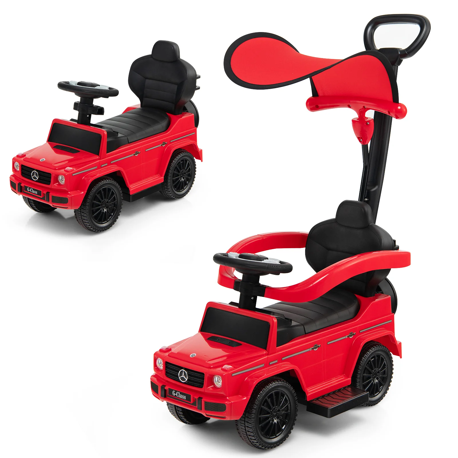 3-In-1 Ride On Push Car Stroller, Red