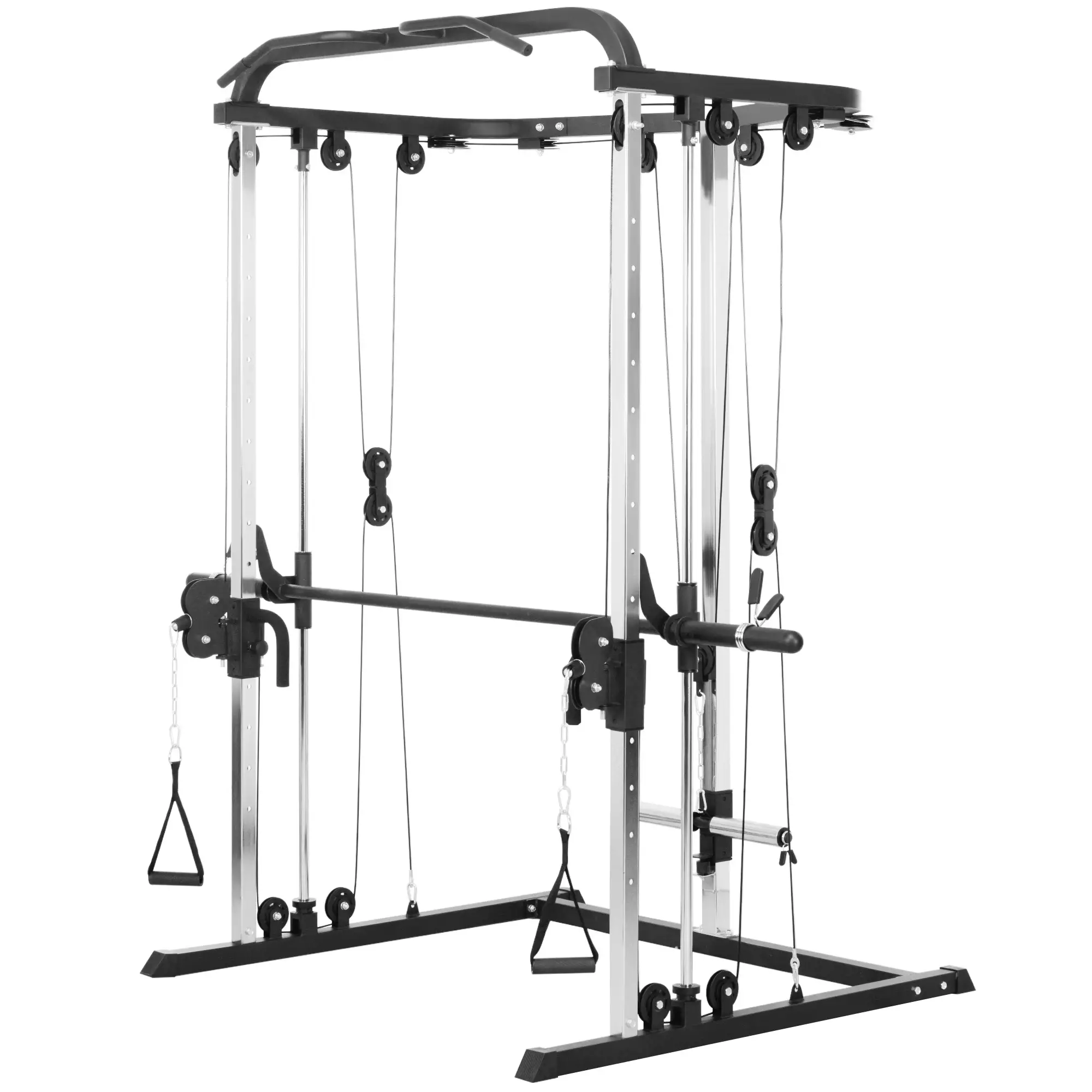 3 In 1 Smith Machine Power Rack, Cable Crossover, Pull Up Station, Squat Rack