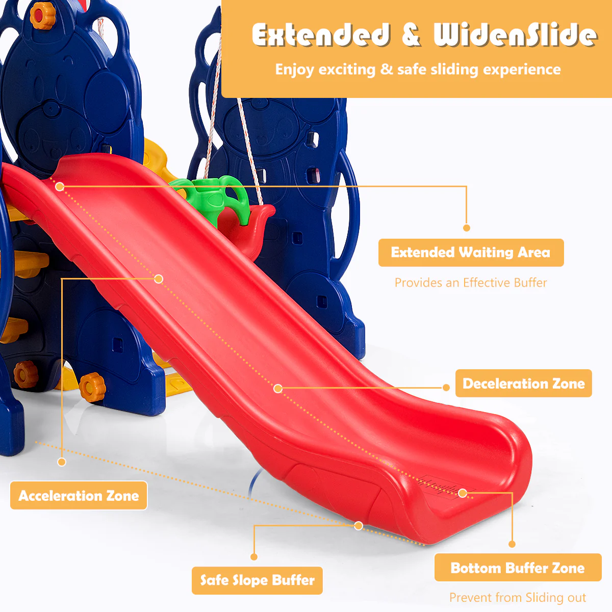 3-In-1 Toddler Climber Swing Playset, Multicolor - Image 10