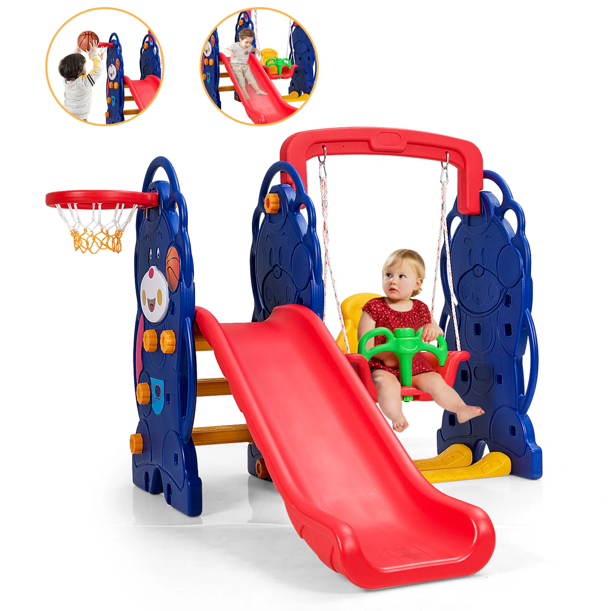 3-In-1 Toddler Climber Swing Playset, Multicolor - Image 5