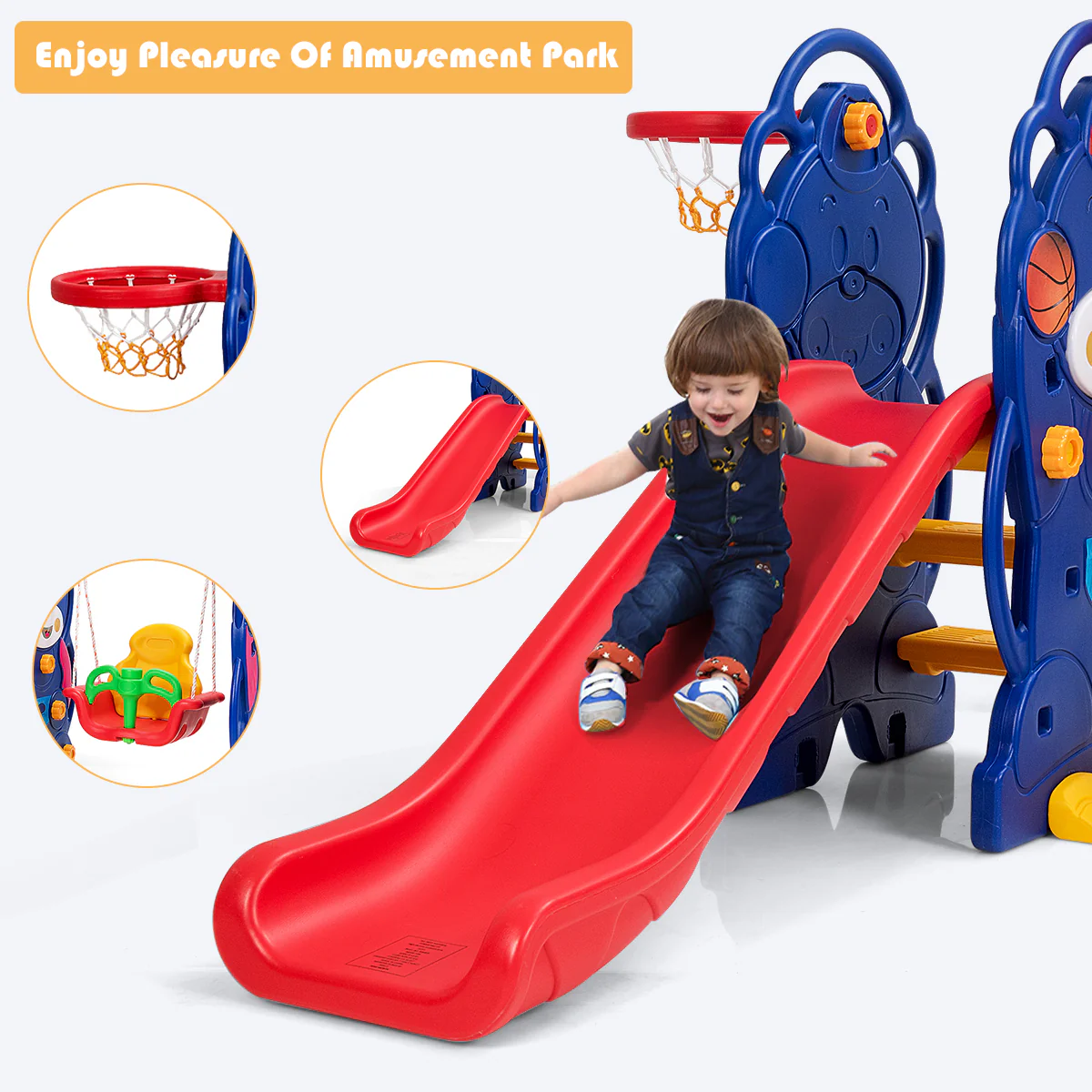 3-In-1 Toddler Climber Swing Playset, Multicolor - Image 8