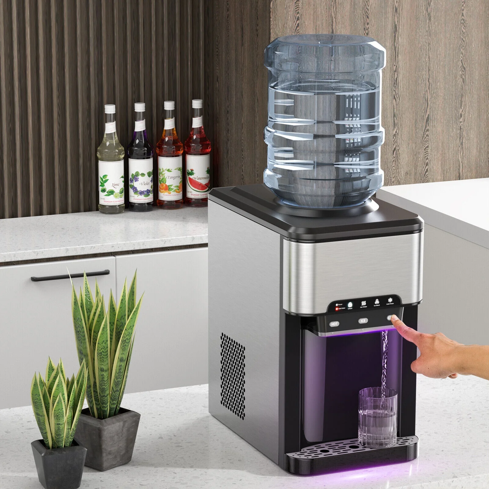 3-In-1 Water Cooler Dispenser With Ice Maker, 3 Temperature Settings, Silver - Image 2