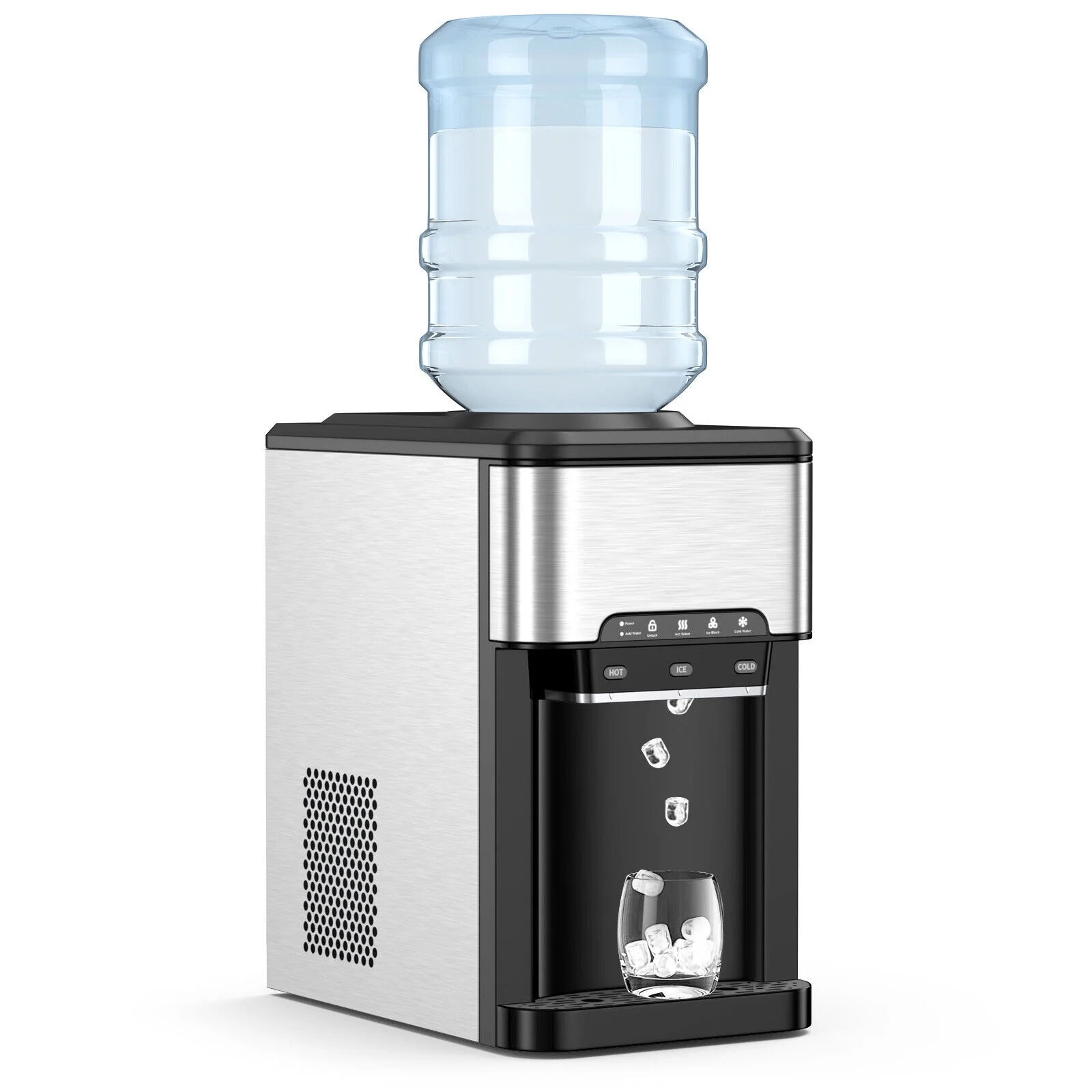 3-In-1 Water Cooler Dispenser With Ice Maker, 3 Temperature Settings, Silver - Image 4