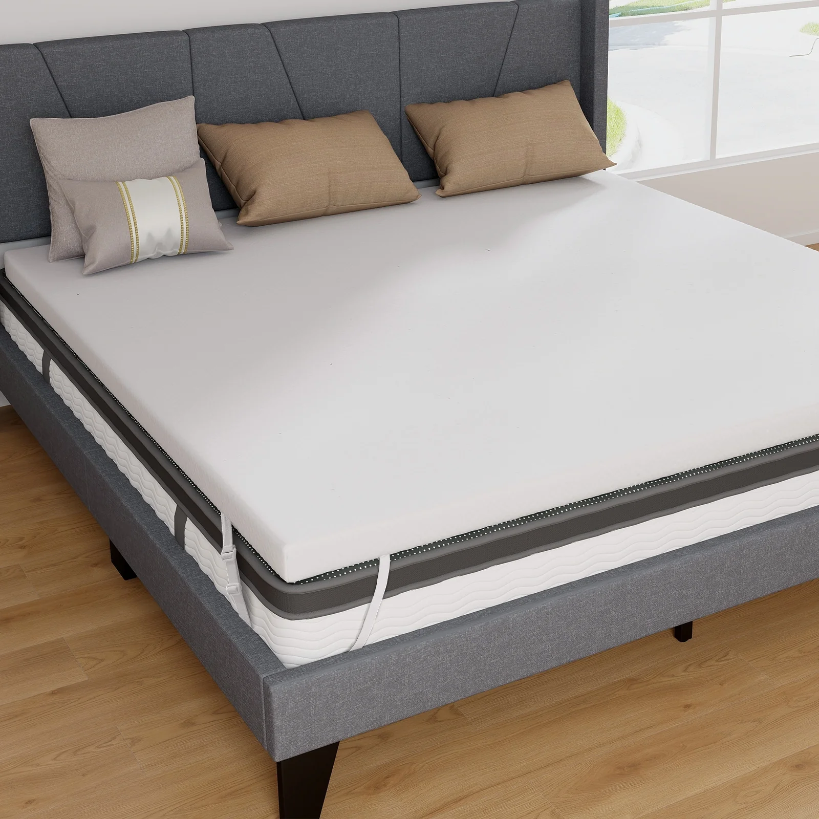 3 Inch Gel Memory Foam Mattress Topper, King Size, White - Image 2