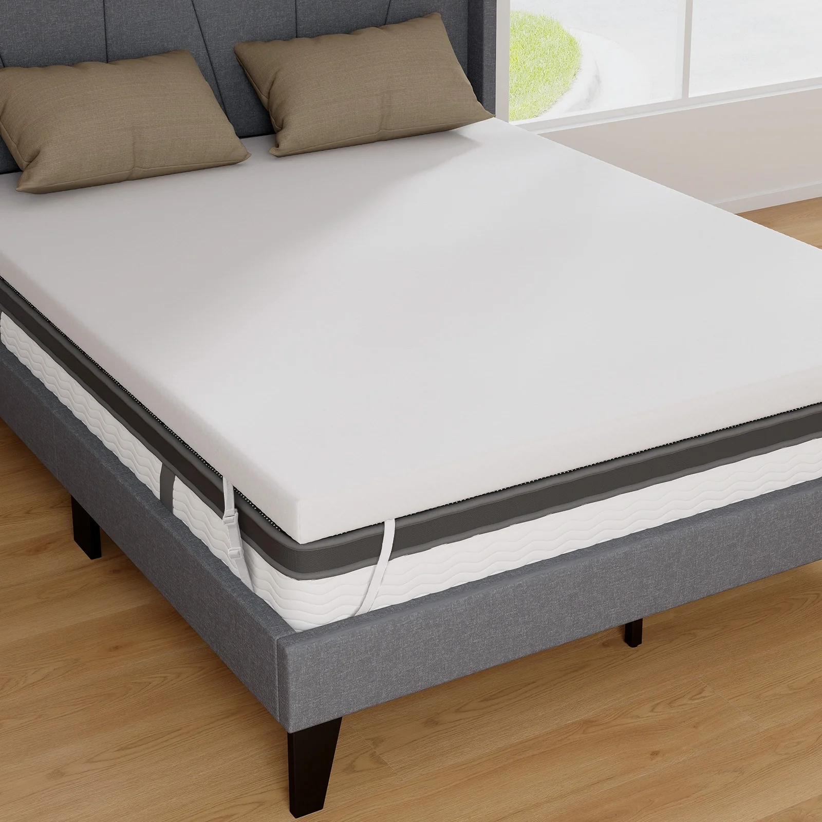3 Inch Gel Memory Foam Mattress Topper, Queen Size, White