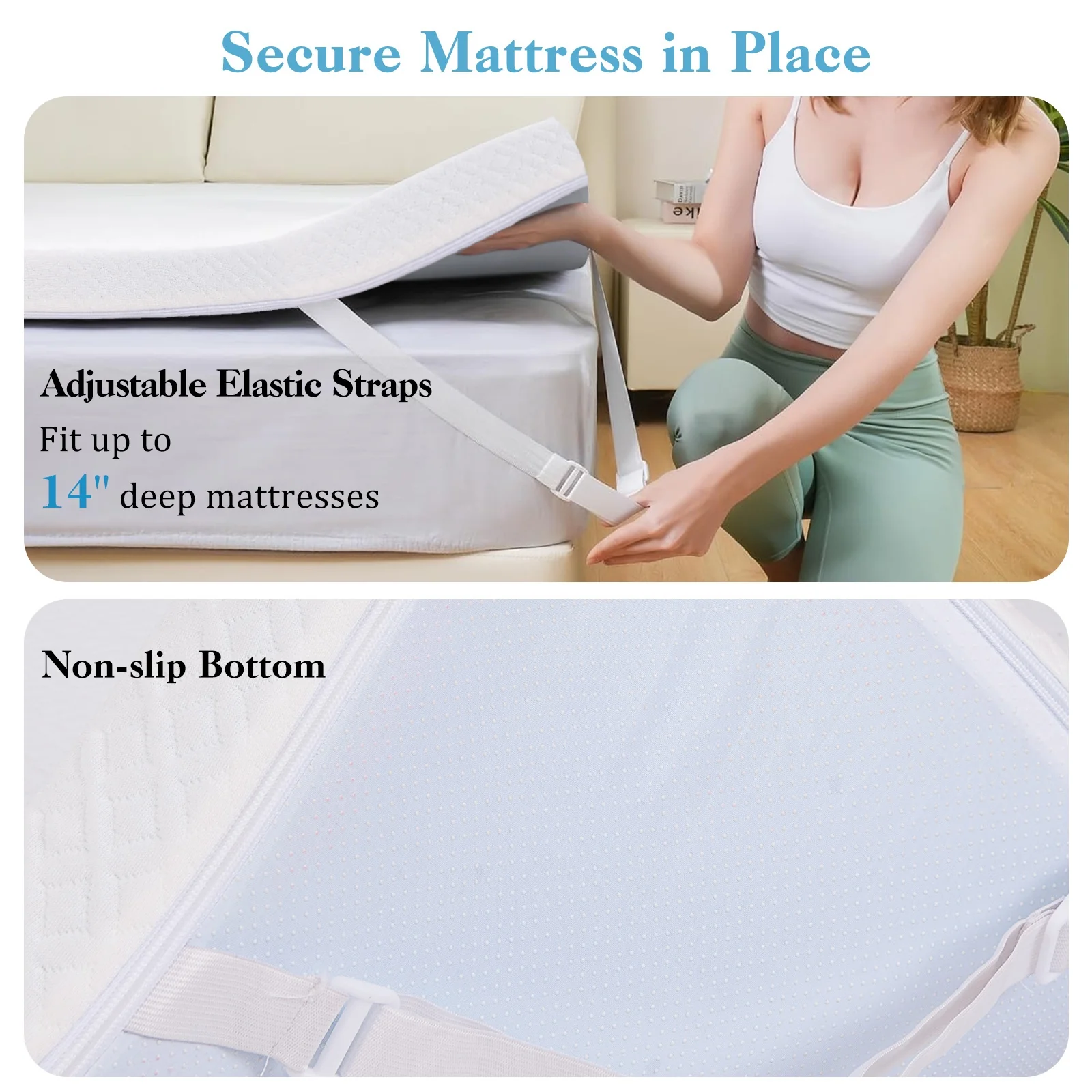 3 Inch Gel Memory Foam Mattress Topper, Queen Size, White - Image 10