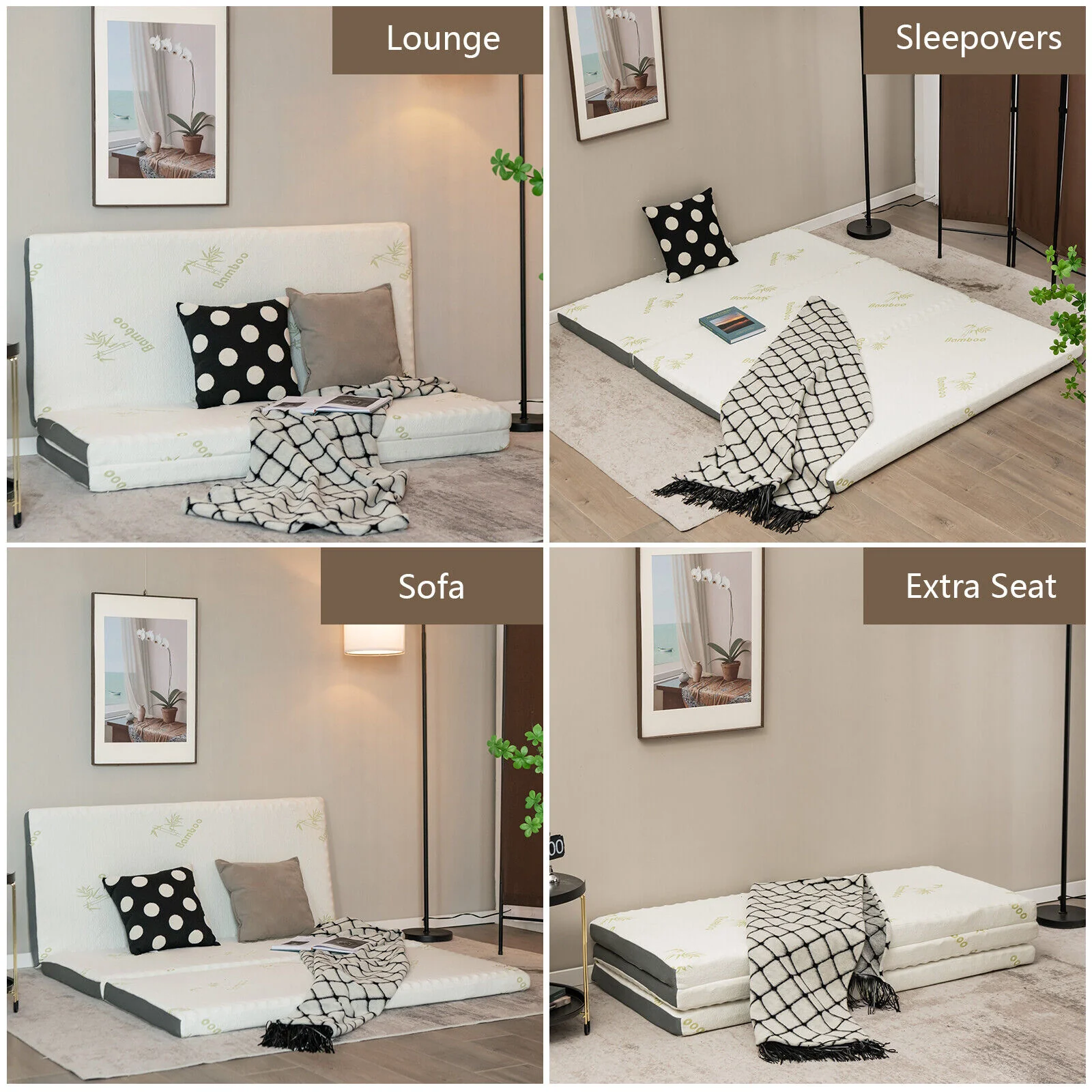 3 Inch Tri-fold Memory Foam Mattress Topper, Medium - Image 9