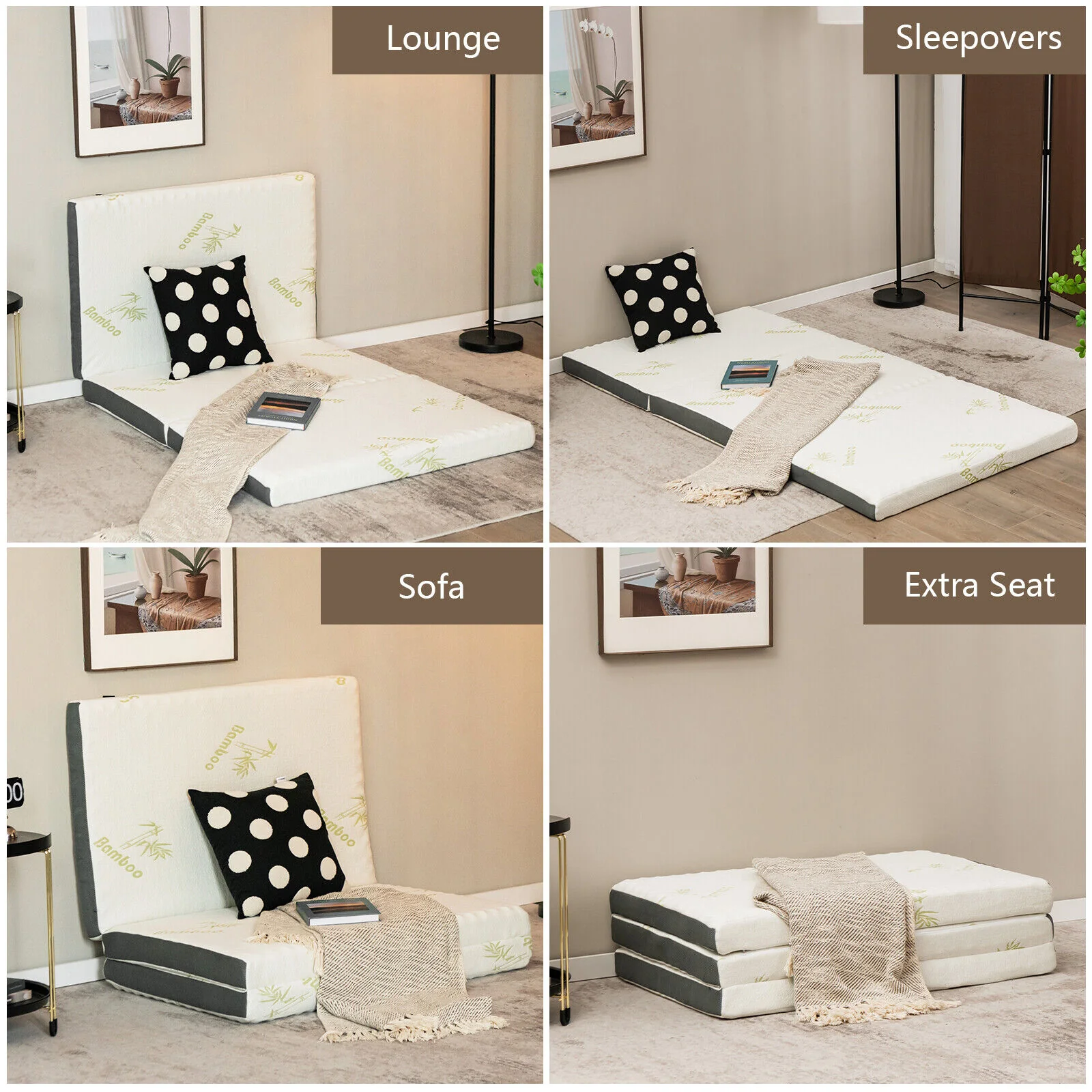 3 Inch Tri-Fold Memory Foam Mattress Topper, Portable With Bag, Small - Image 9