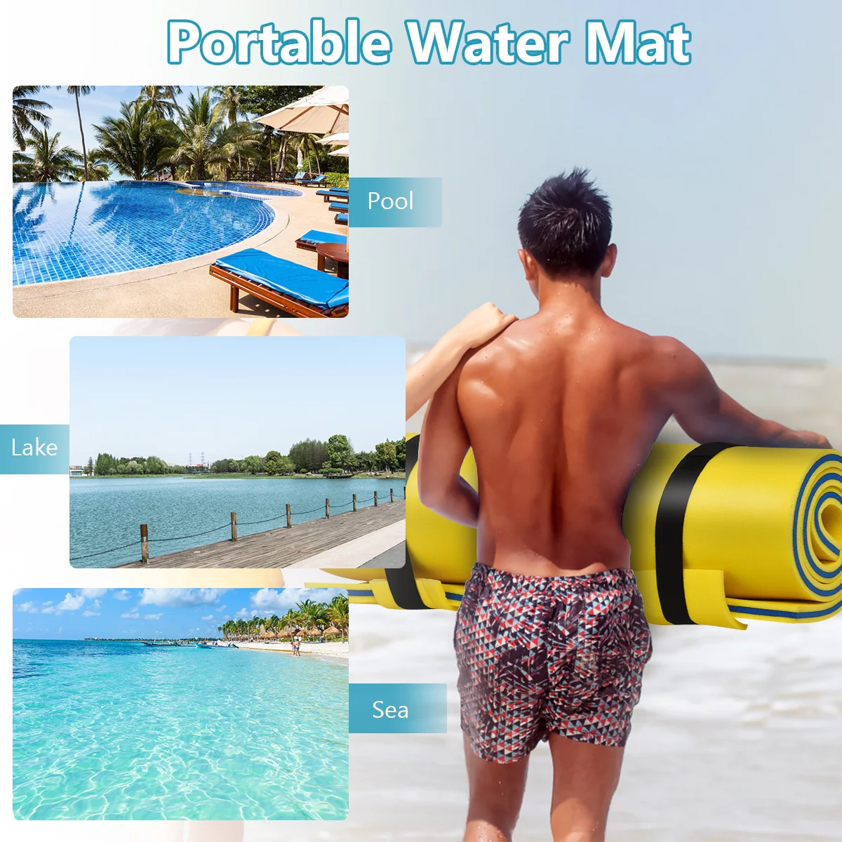 3-Layer Relaxing Tear-Proof Water Mat, Yellow - Image 3