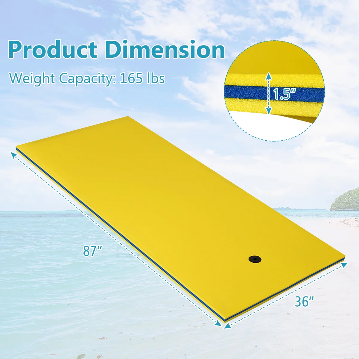 3-Layer Relaxing Tear-Proof Water Mat, Yellow - Image 5