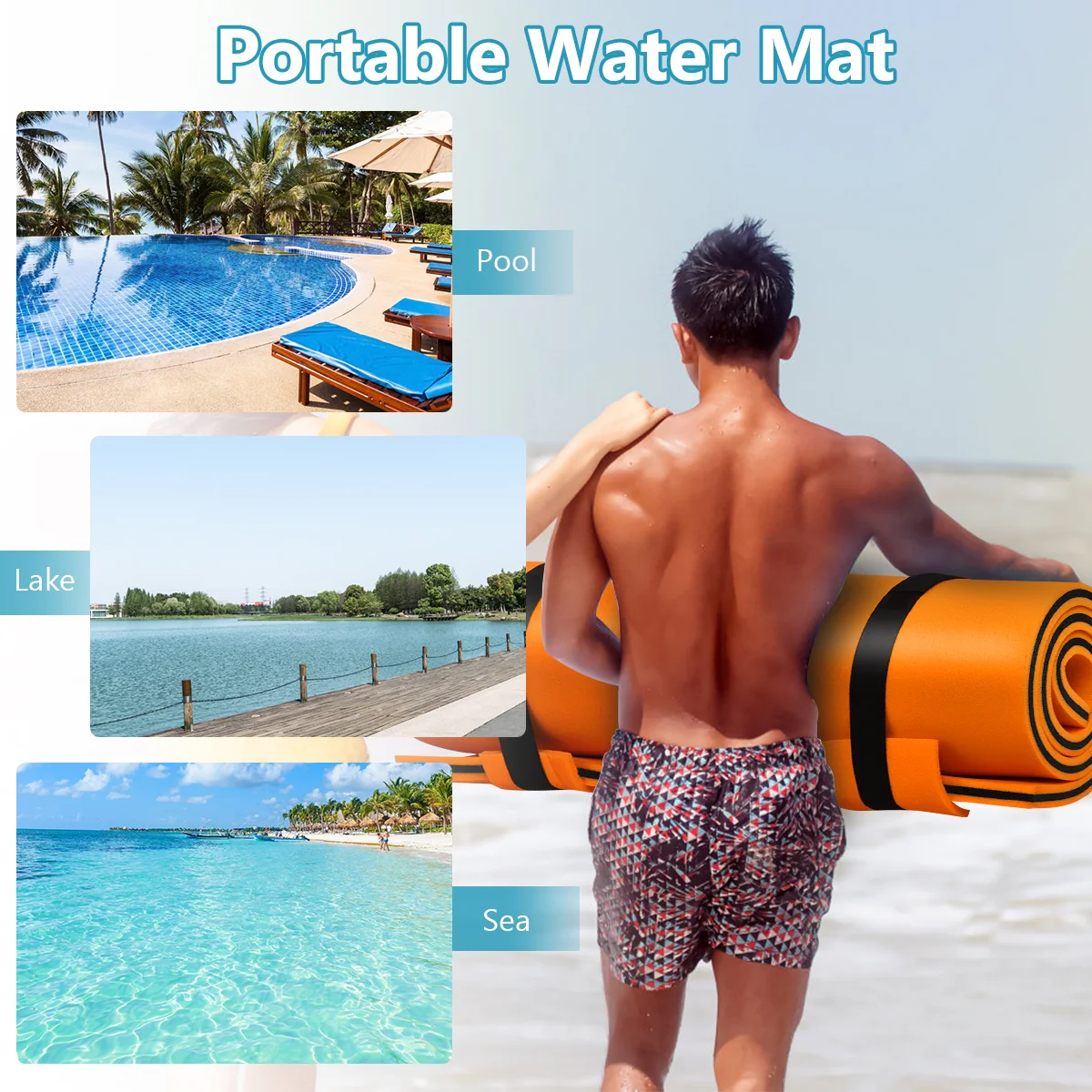 3-Layer Tear-Proof Water Mat, Orange - Image 3