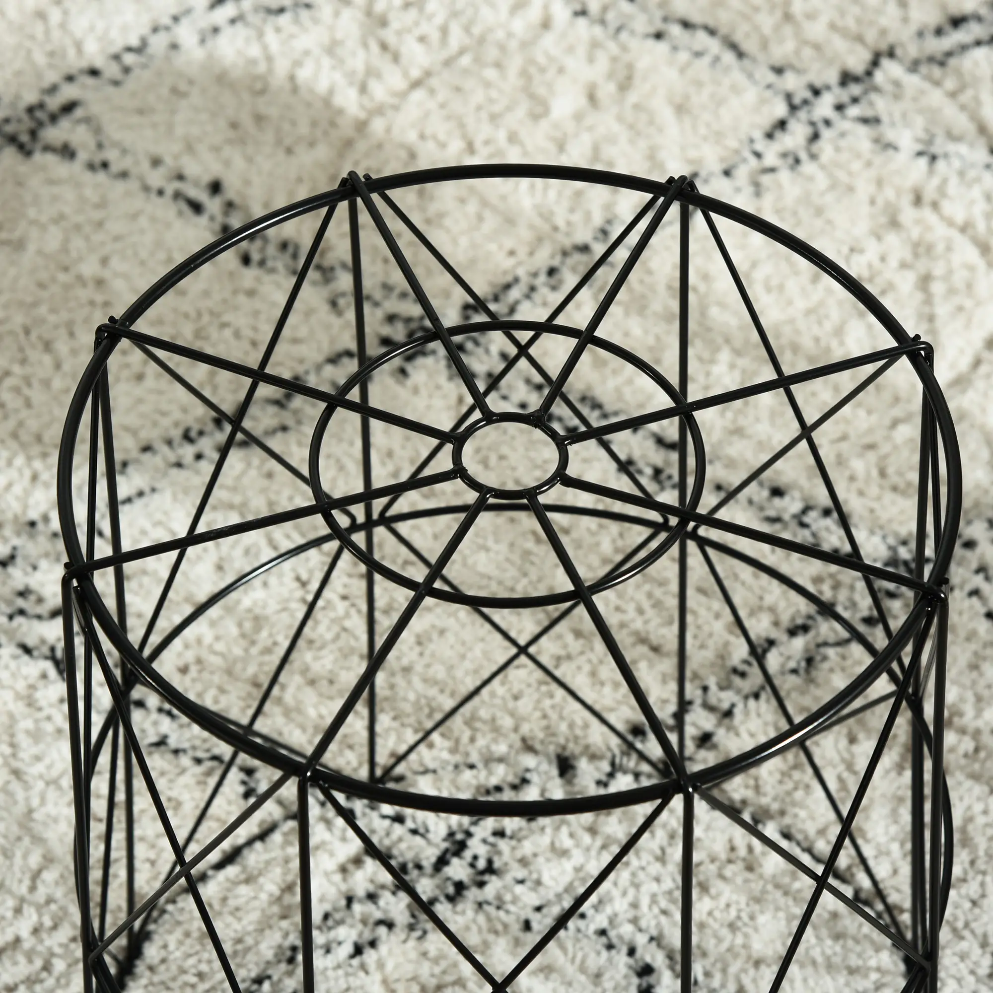 3 Nesting Coffee Tables With Storage, Round End Table, Basket Side Tables, Black - Image 9