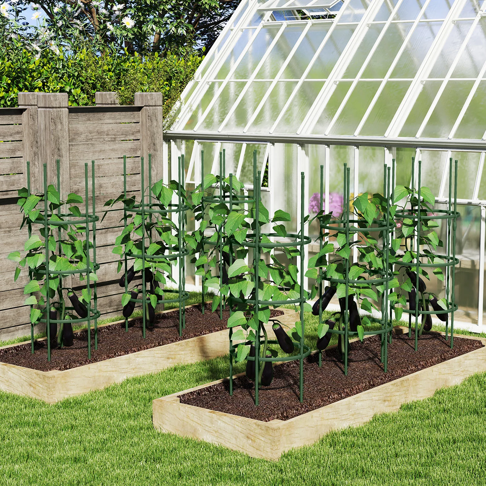 3 Pack 60 Inch Adjustable Plant Trellis, Green - Image 2
