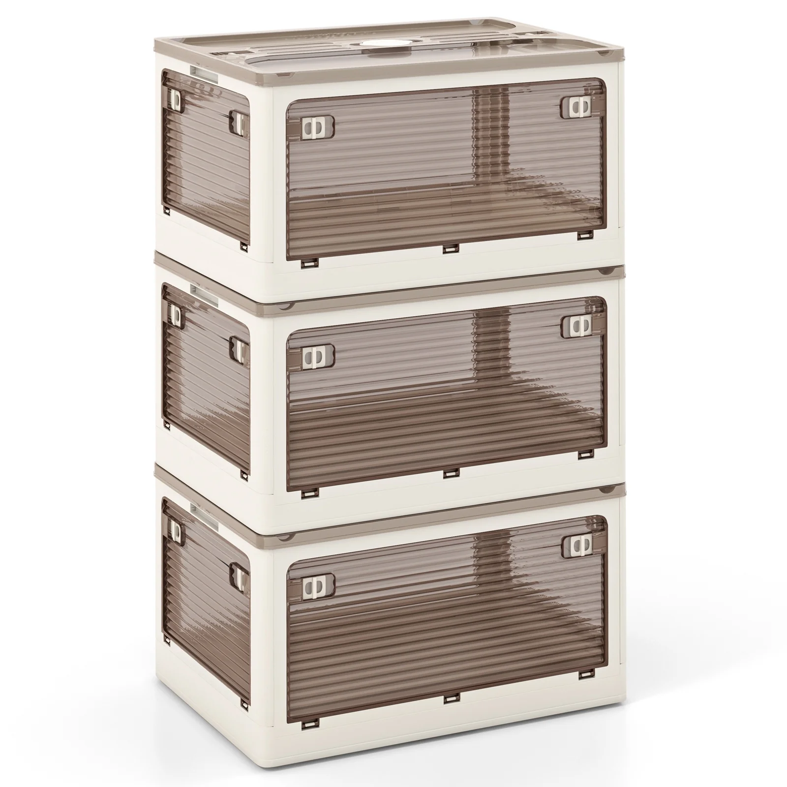 3-Pack Stackable Storage Bins With Lids, 11.5 Gal, White