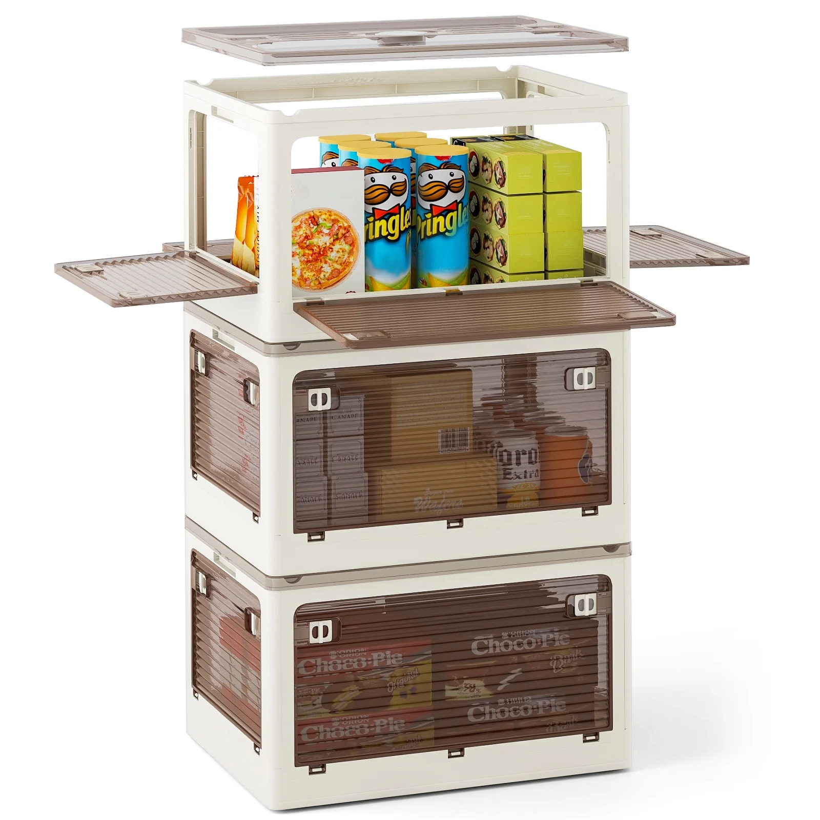 3-Pack Stackable Storage Bins With Lids, 11.5 Gal, White - Image 5