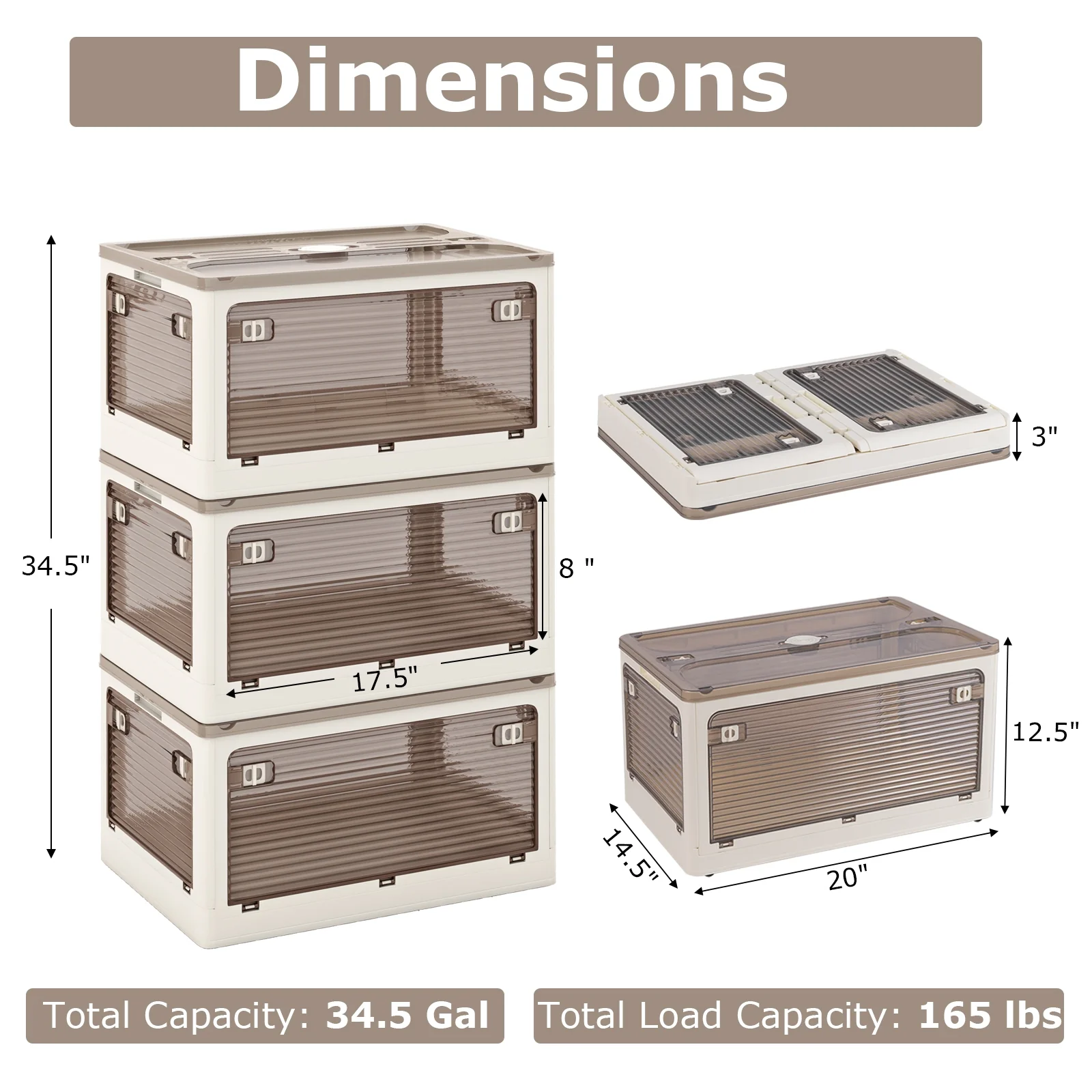 3-Pack Stackable Storage Bins With Lids, 11.5 Gal, White - Image 6