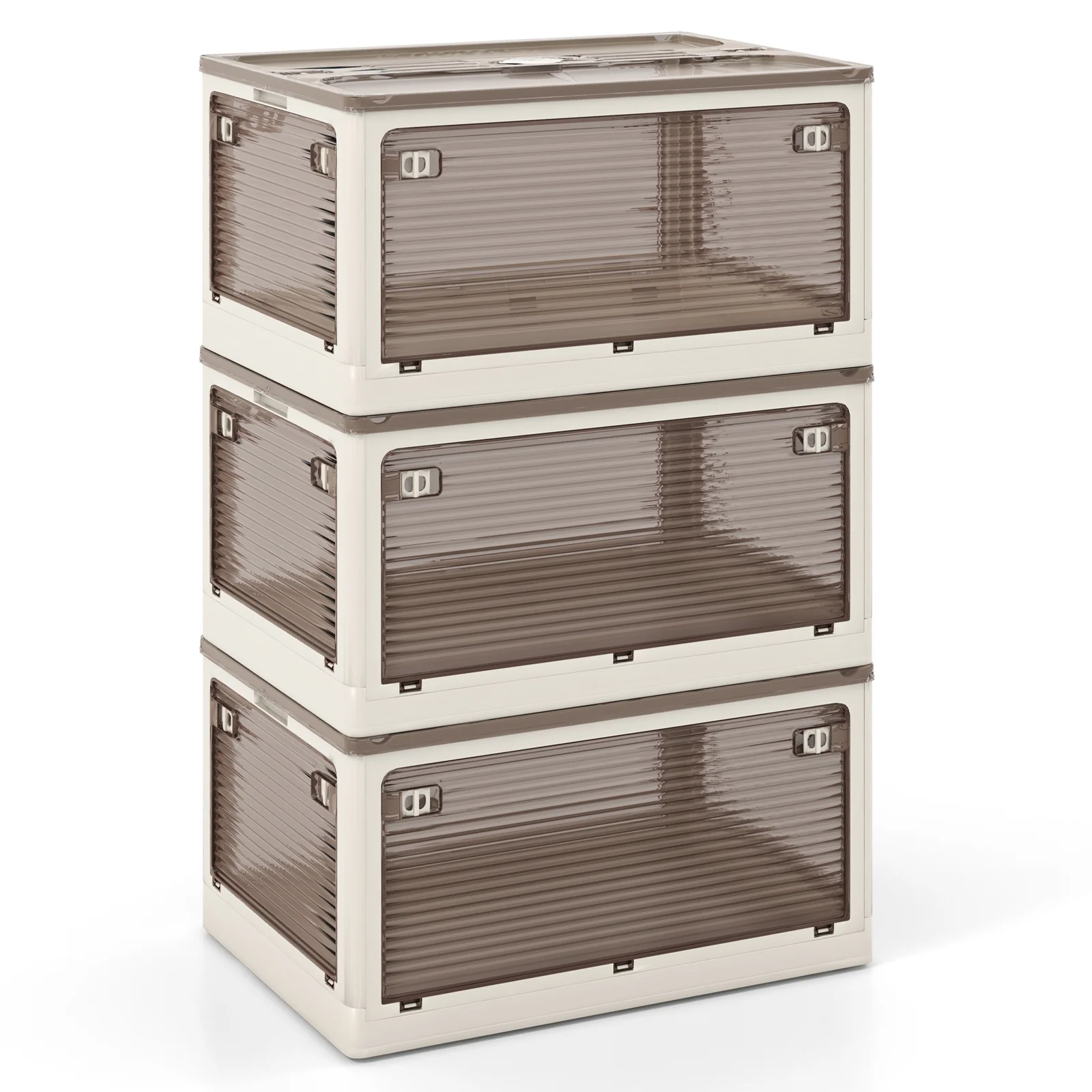3-Pack Stackable Storage Bins With Lids, 18 Gal, White - Image 4