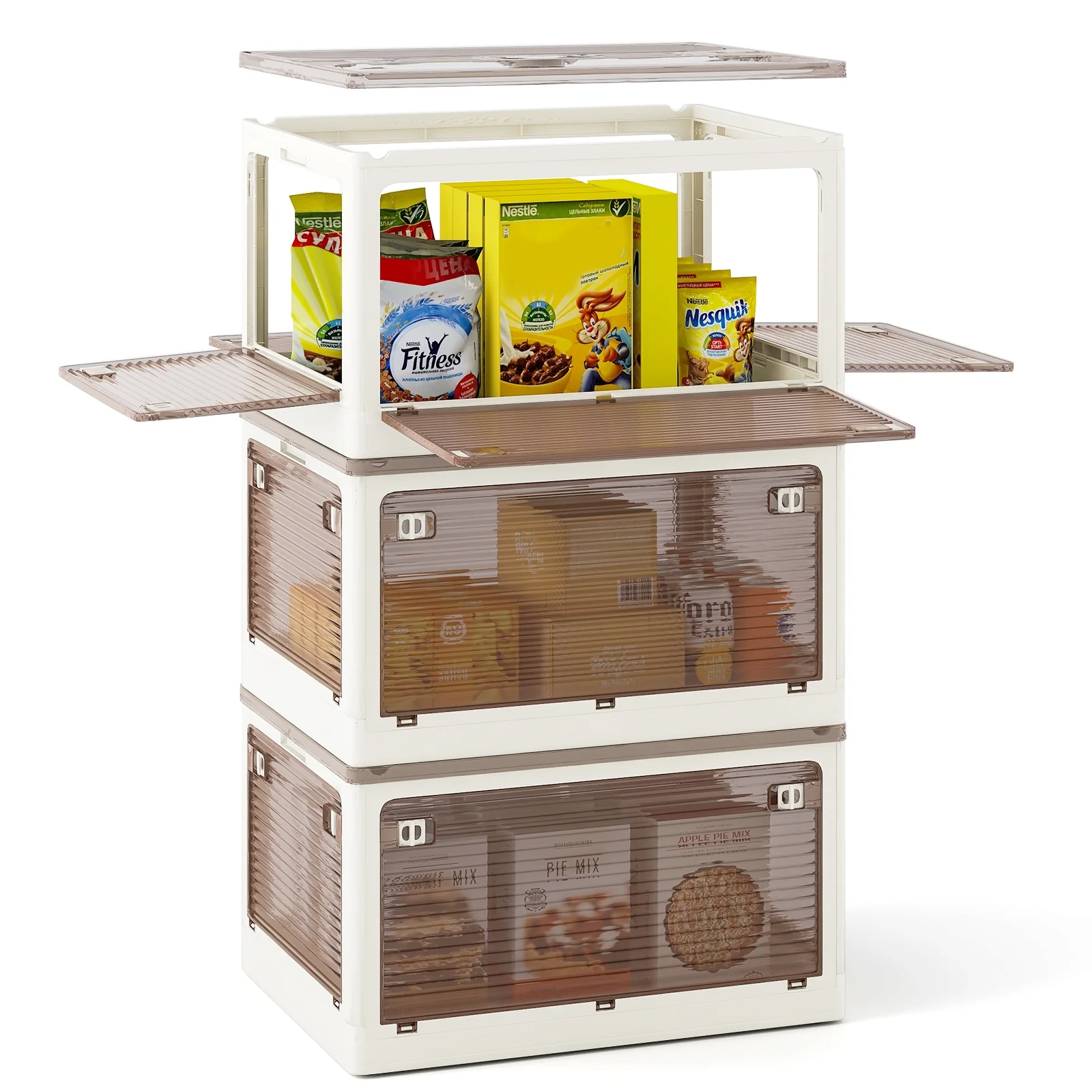 3-Pack Stackable Storage Bins With Lids, 18 Gal, White - Image 5