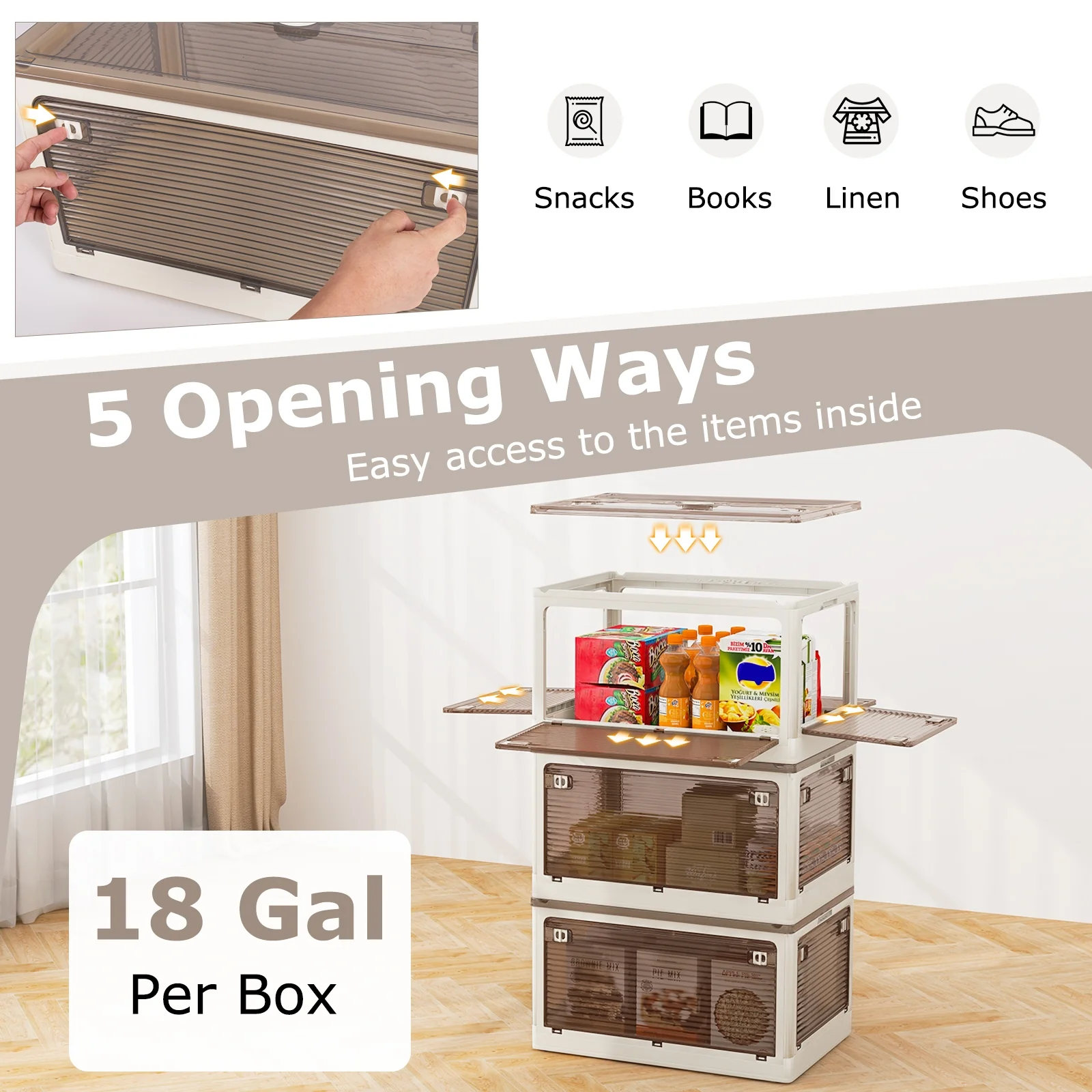 3-Pack Stackable Storage Bins With Lids, 18 Gal, White - Image 7