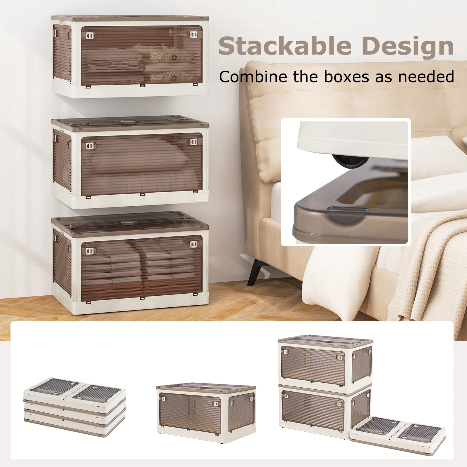 3-Pack Stackable Storage Bins With Lids, 18 Gal, White - Image 9