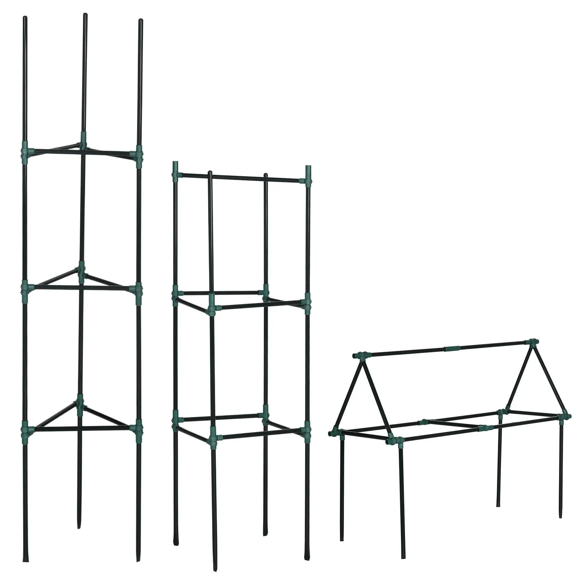 3 Pack Tomato Cage Set, 72 Inch, Plant Support Trellis, Dark Green