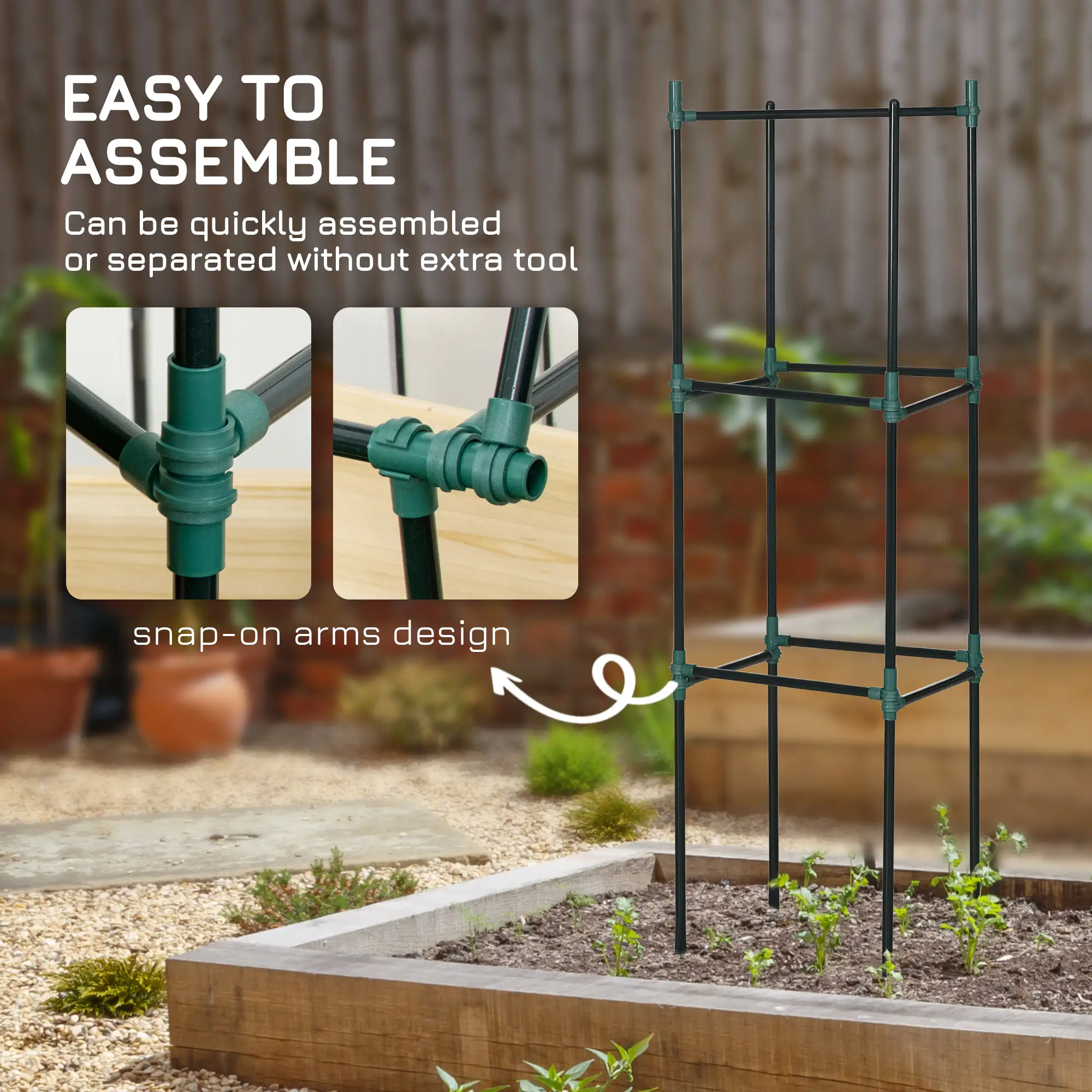 3 Pack Tomato Cage Set, 72 Inch, Plant Support Trellis, Dark Green - Image 5