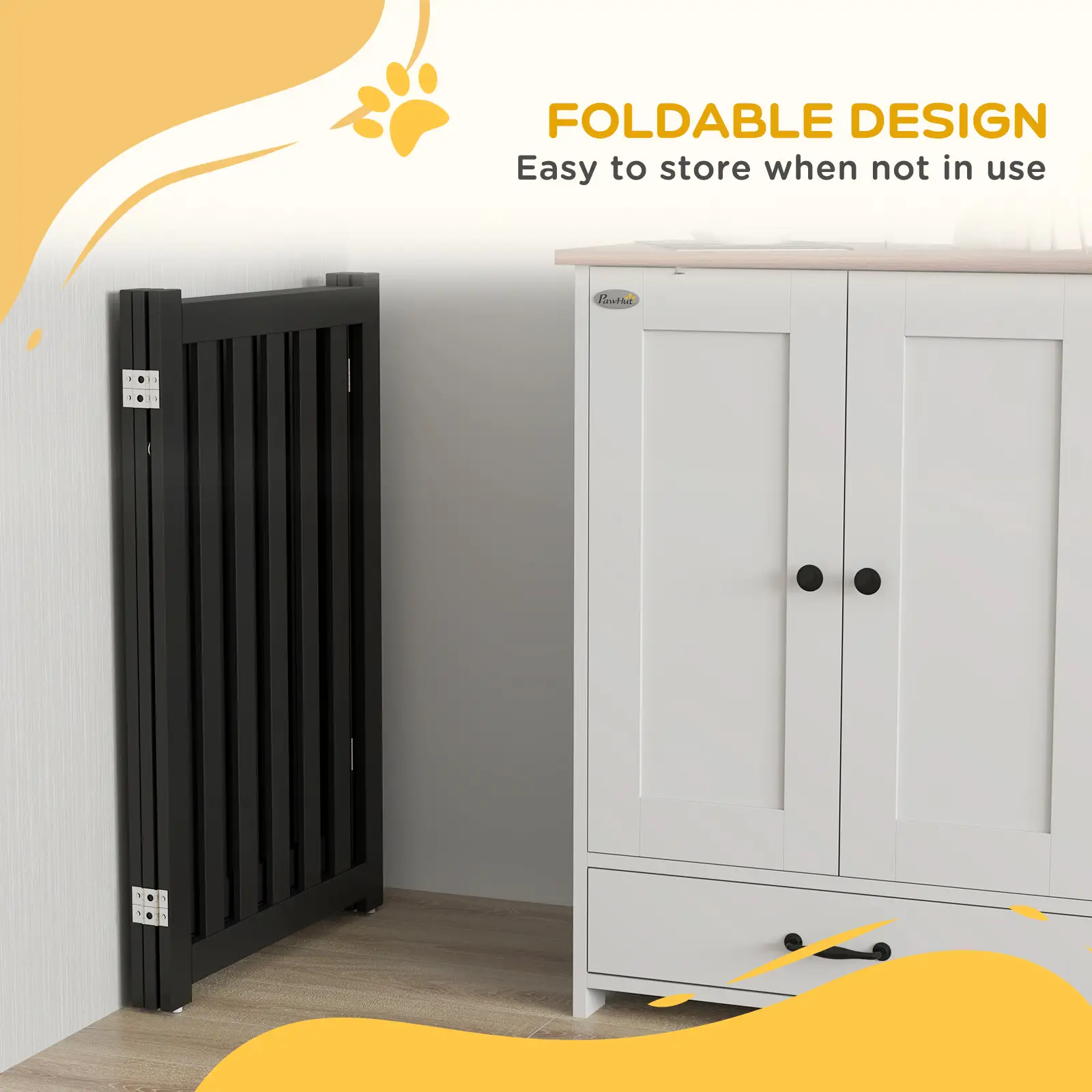 3-Panel Foldable Dog Gate, Medium Size, Black - Image 6