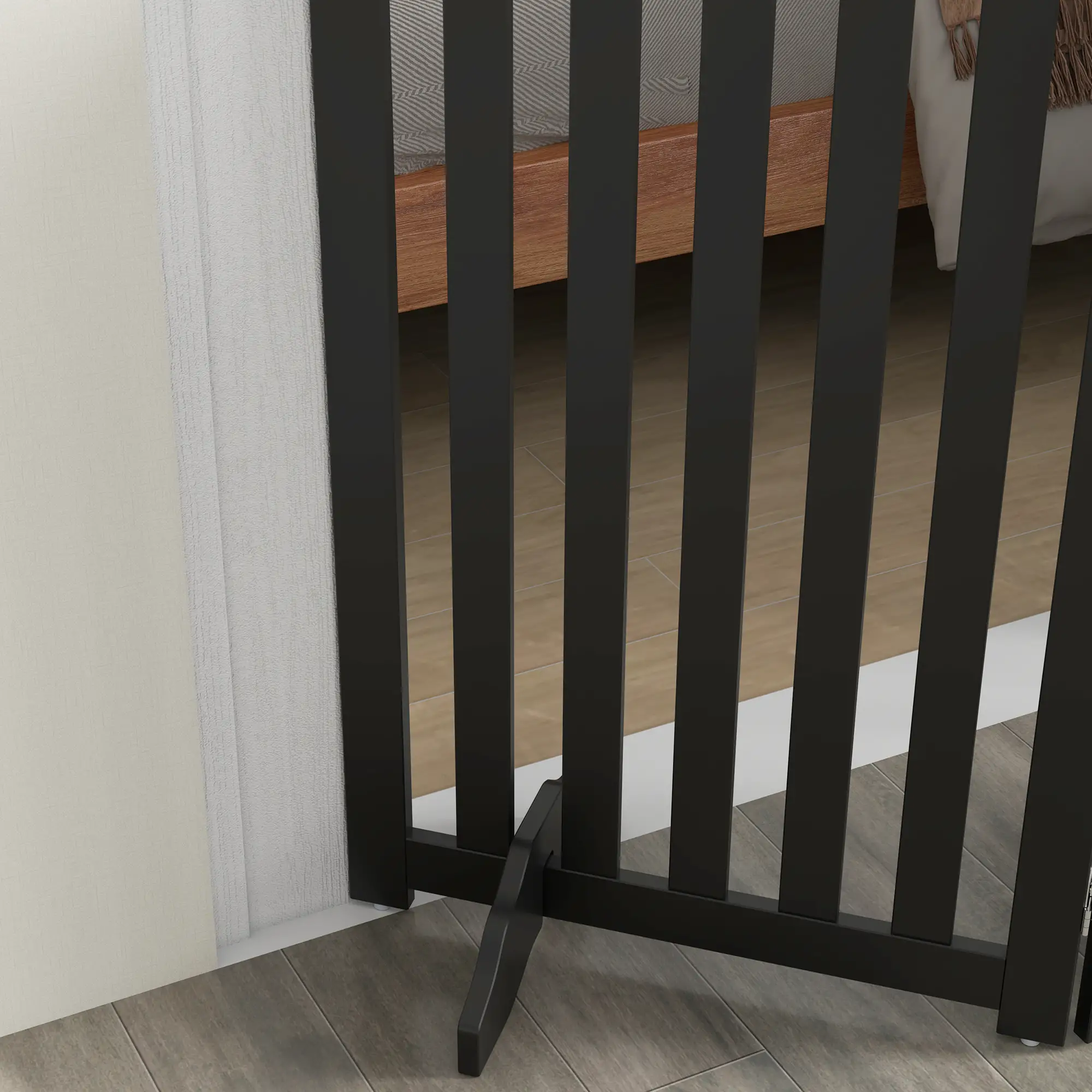 3-Panel Foldable Dog Gate, Medium Size, Black - Image 9