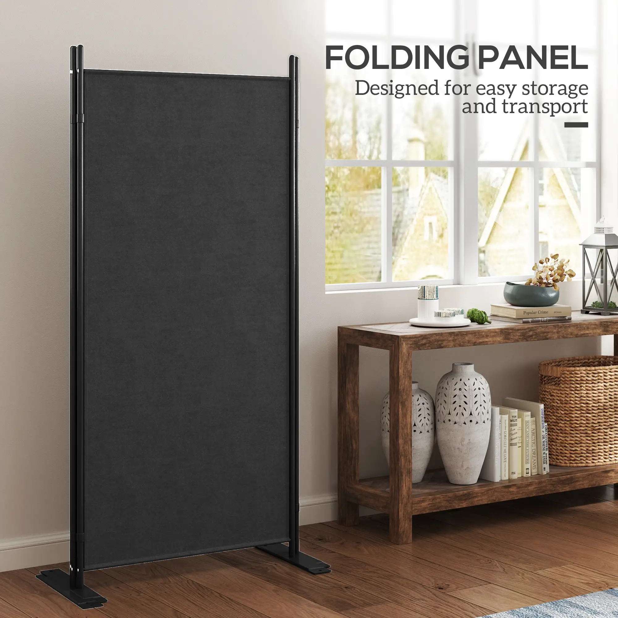 3 Panel Folding Privacy Screen, 5.8FT Tall, UV30+ Protection, Dark Grey - Image 7
