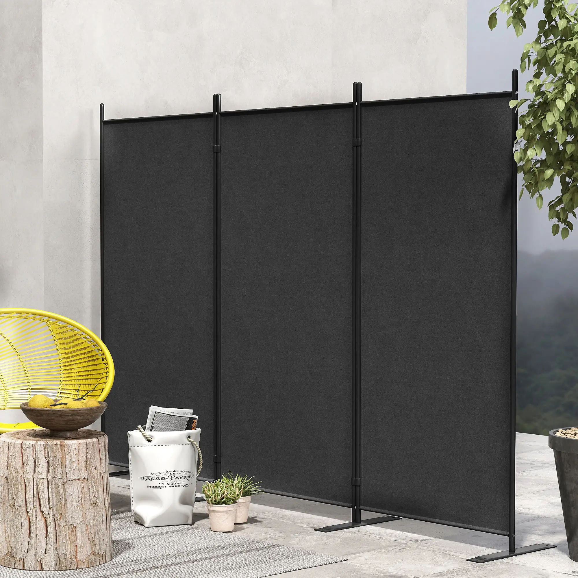 3 Panel Folding Privacy Screen, 5.8FT Tall, UV30+ Protection, Dark Grey - Image 9