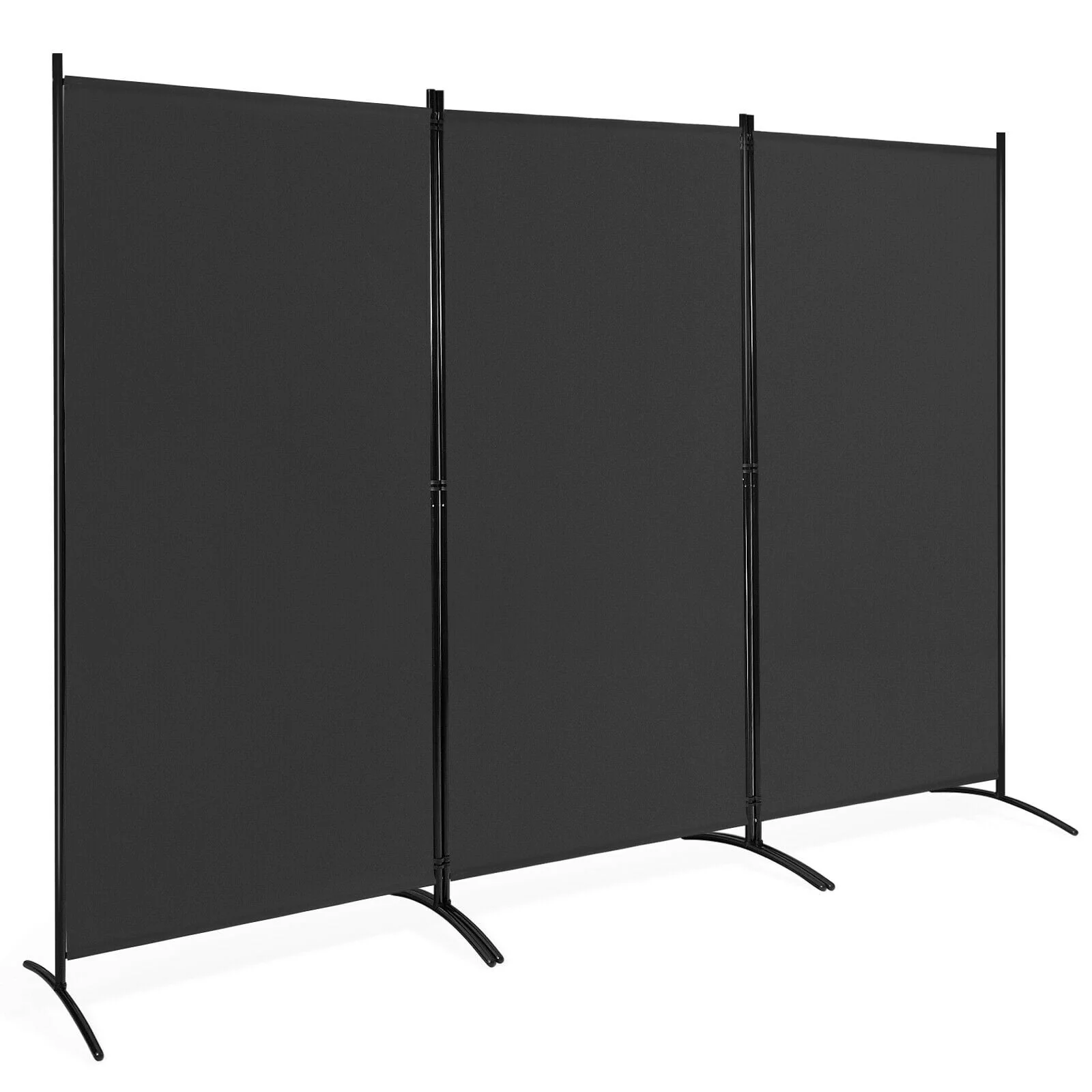 3-Panel Folding Privacy Screen, Office Room Divider, Black - Image 4