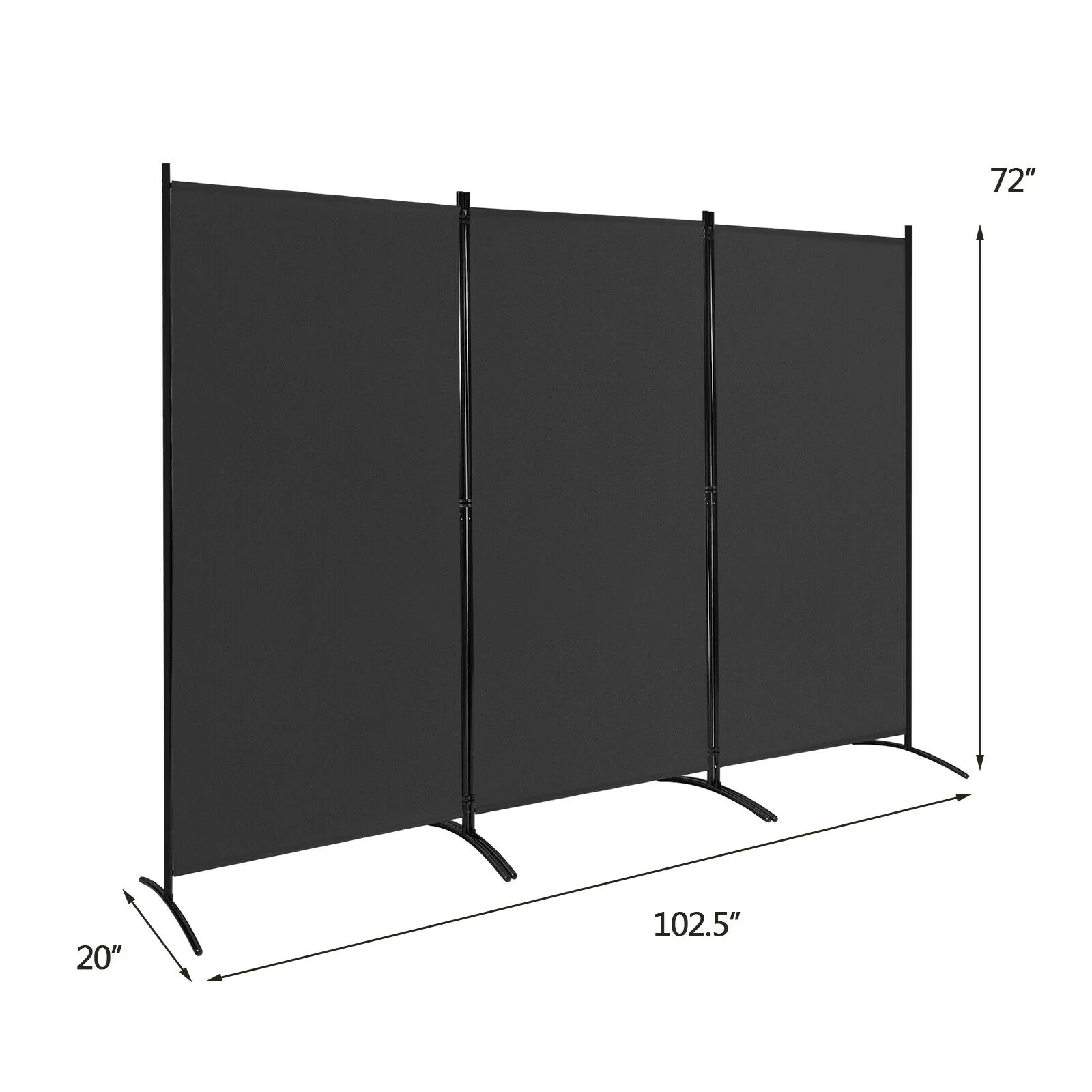 3-Panel Folding Privacy Screen, Office Room Divider, Black - Image 5