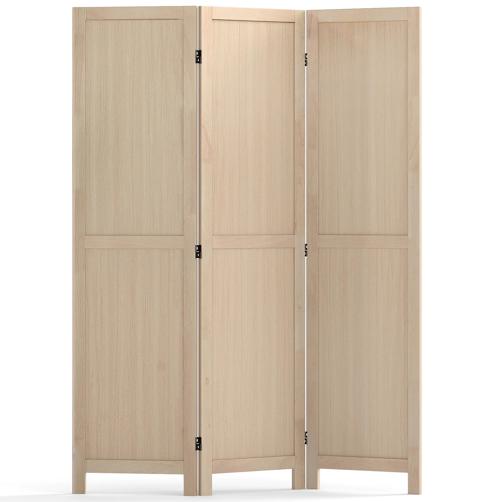 3 Panel Folding Room Divider for Home Office Bedroom Restaurant, Beige - Image 4