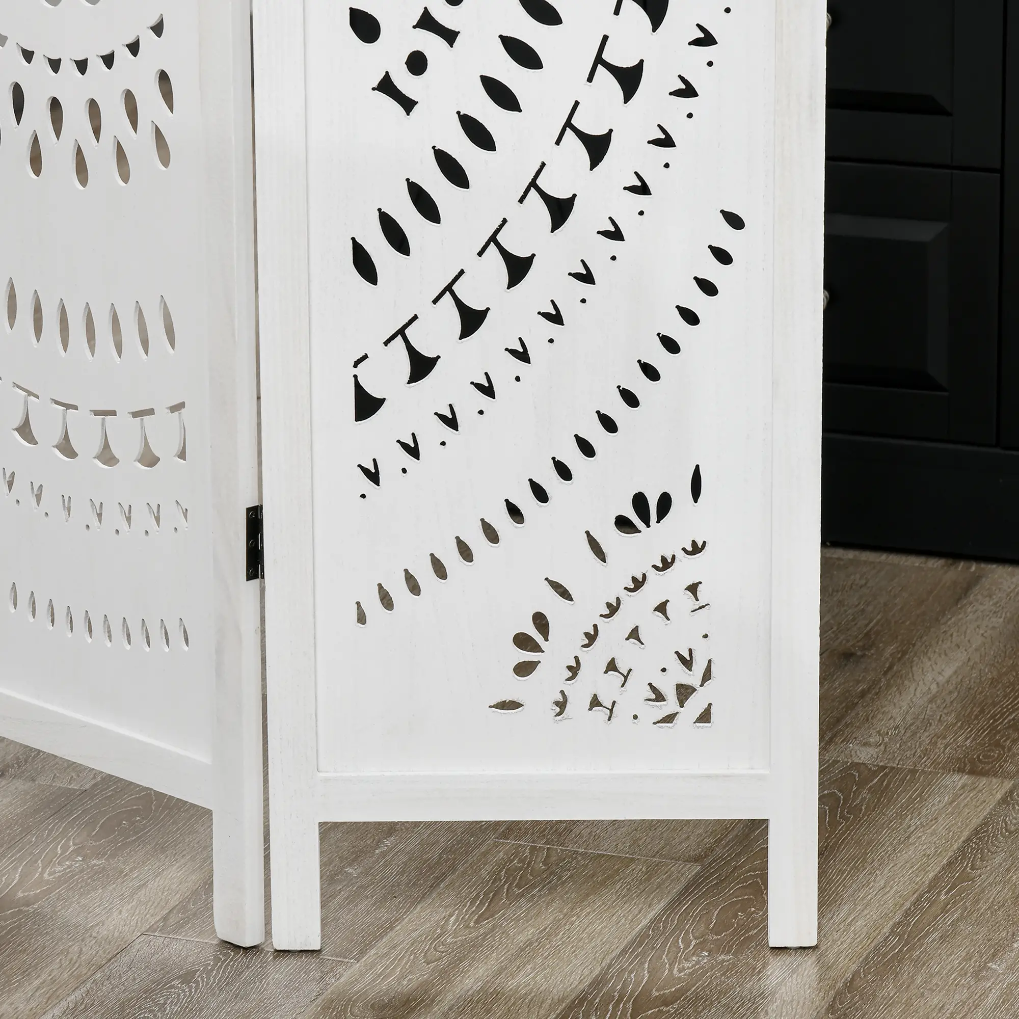 3 Panel Room Divider, 5.6 Ft Tall, Portable Folding Privacy Screen, White - Image 10