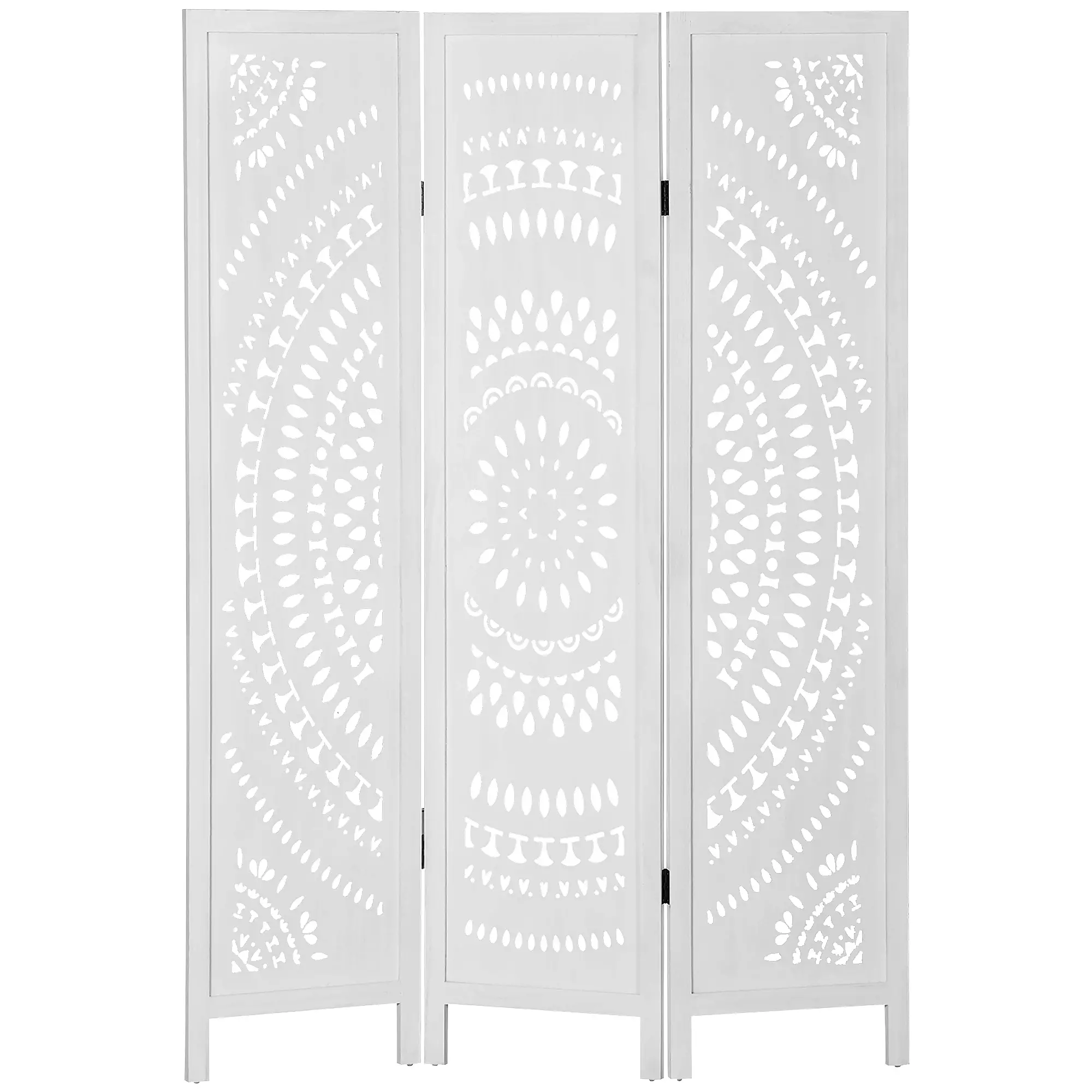 3 Panel Room Divider, 5.6 Ft Tall, Portable Folding Privacy Screen, White - Image 11