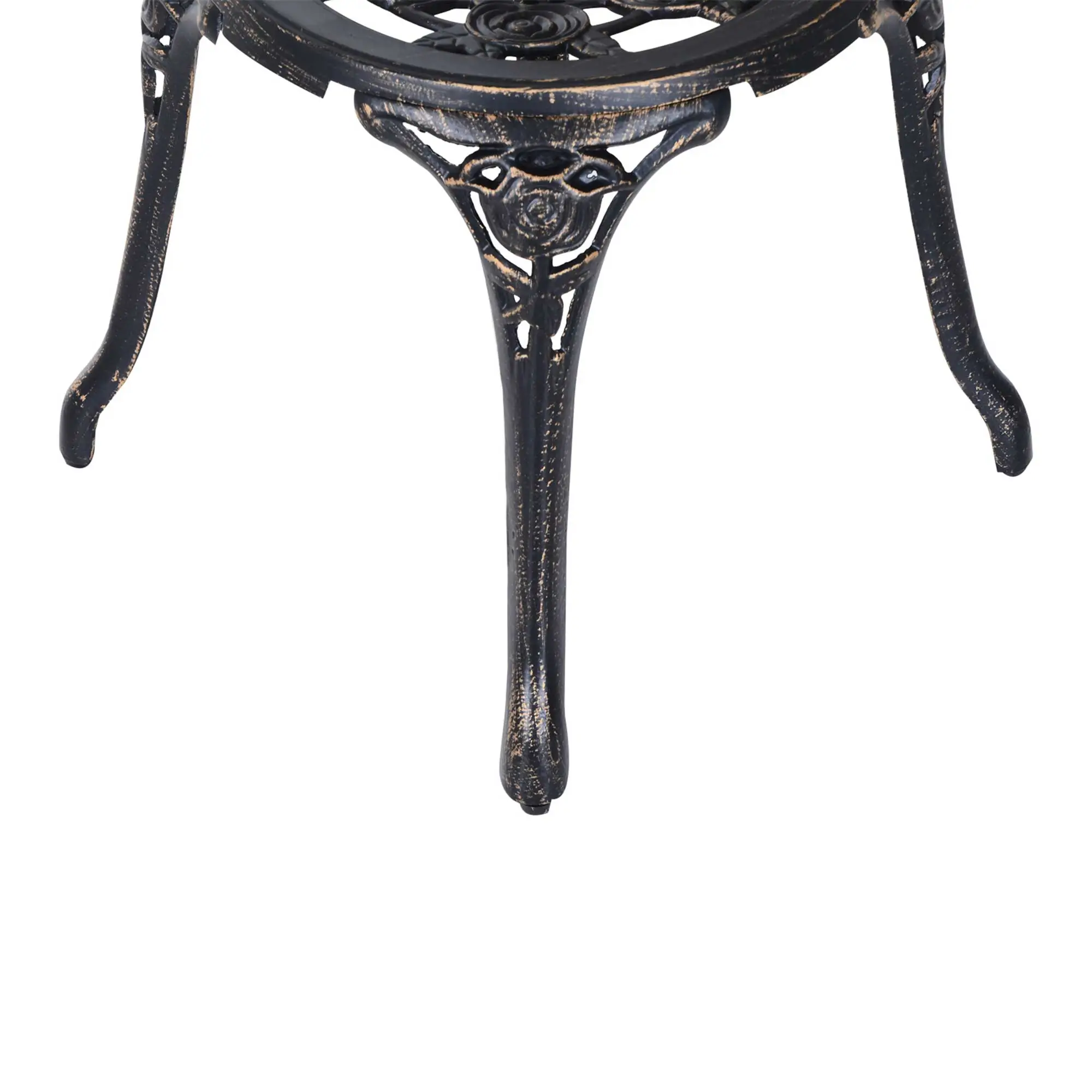 3 Pc Aluminum Bistro Set, Outdoor Patio Table and Chairs, Floral, Bronze - Image 9