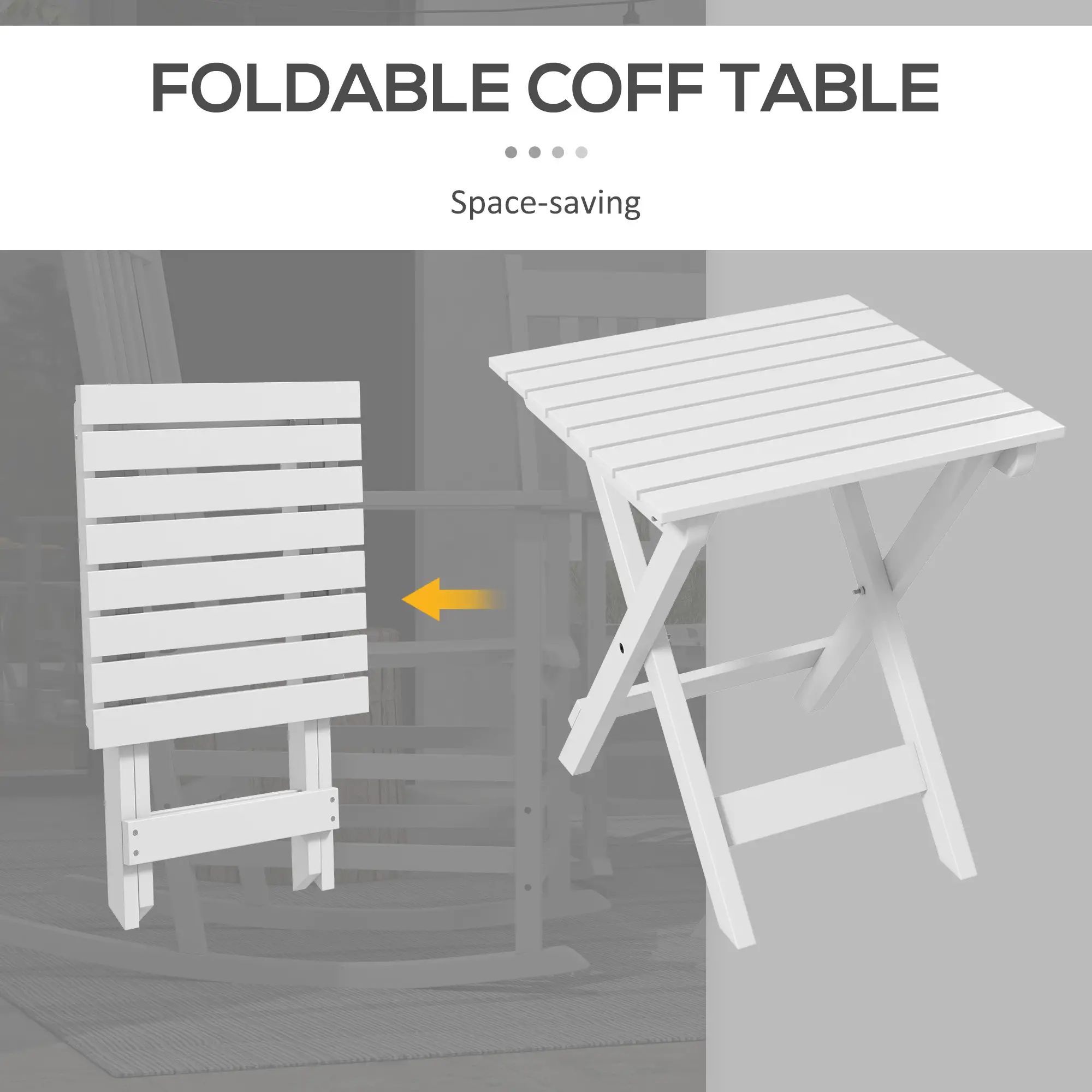 3 Pc Outdoor Rocking Chair Set, Wooden Patio Chairs with Table, White - Image 7