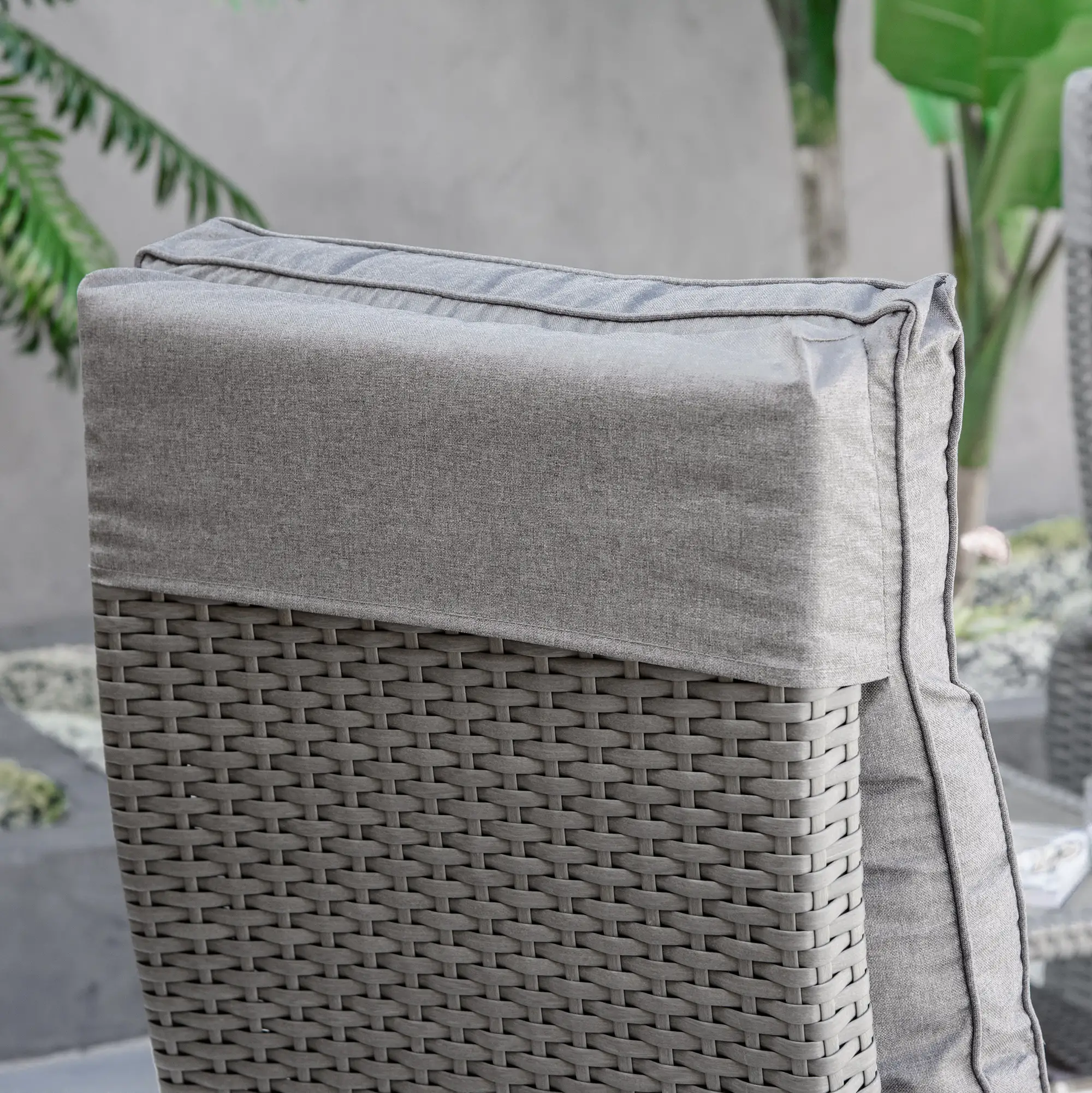 3 Pc Patio Wicker Bistro Set, PE Rattan Table, Adjustable Chairs, Grey - Image 9