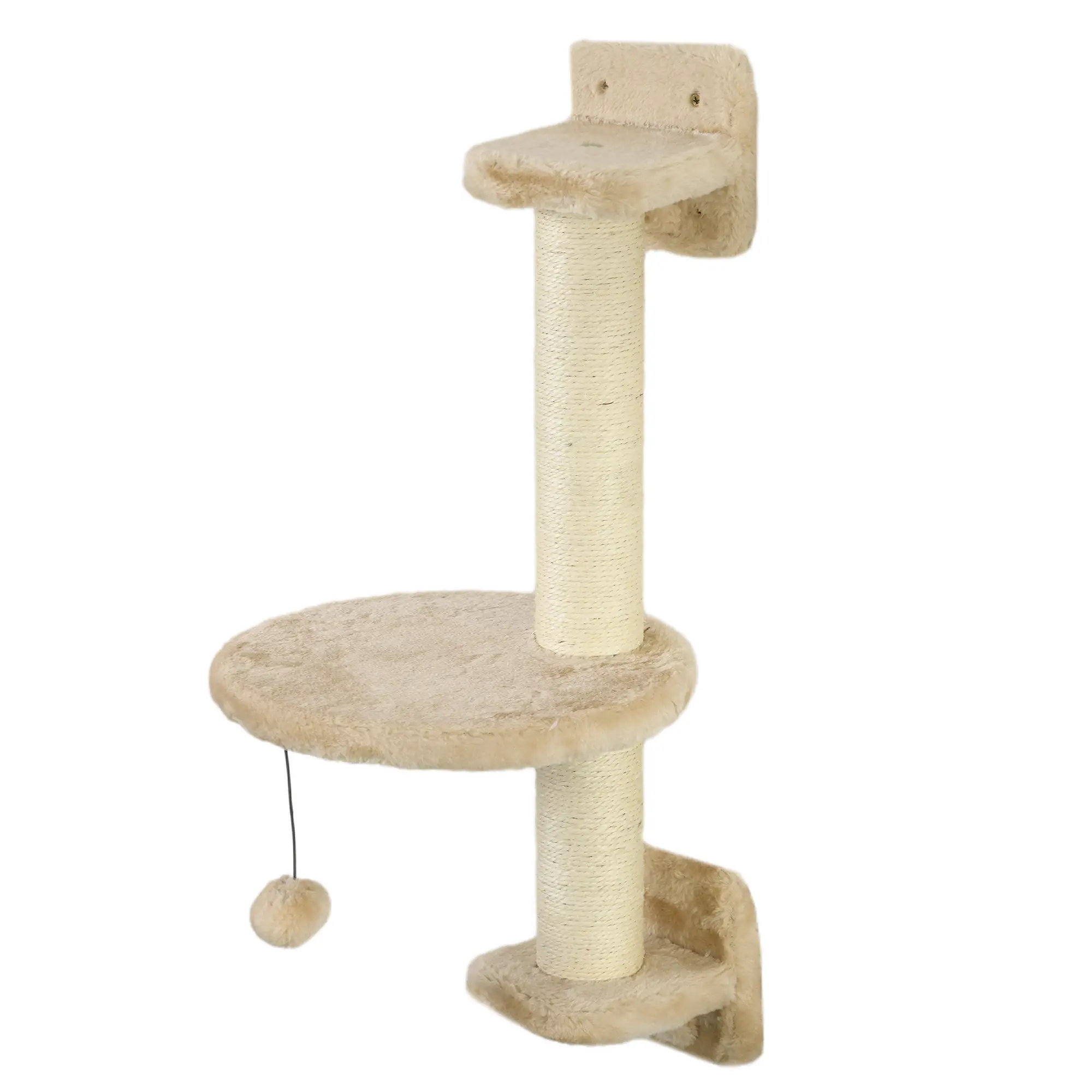 3 Pcs Cat Wall Climber, Scratching Post, Ladder, Perches, Beige - Image 9