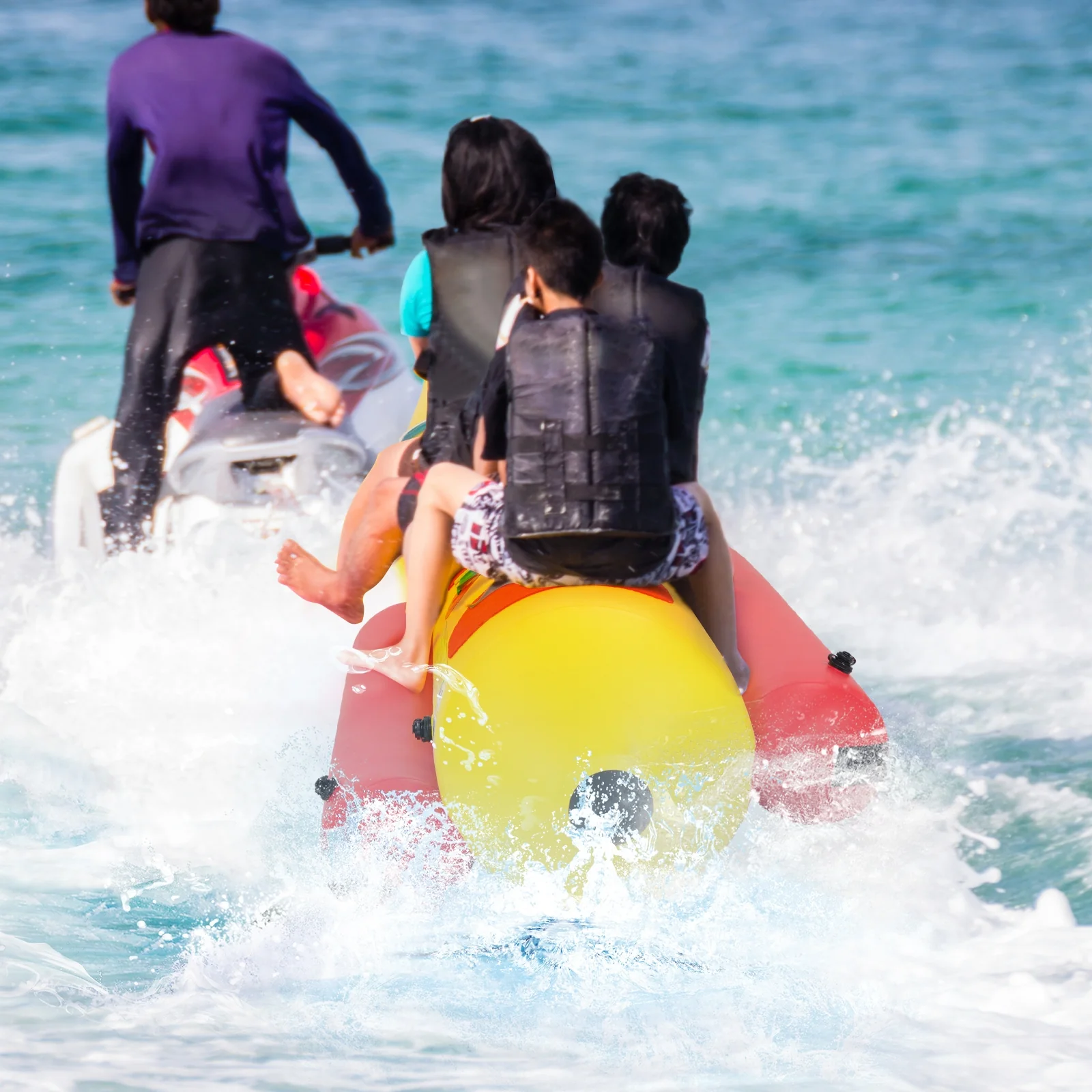 3-Person Inflatable Banana Boat, Electric Air Pump, Carrying Bag, Repair Kit, Yellow - Image 3
