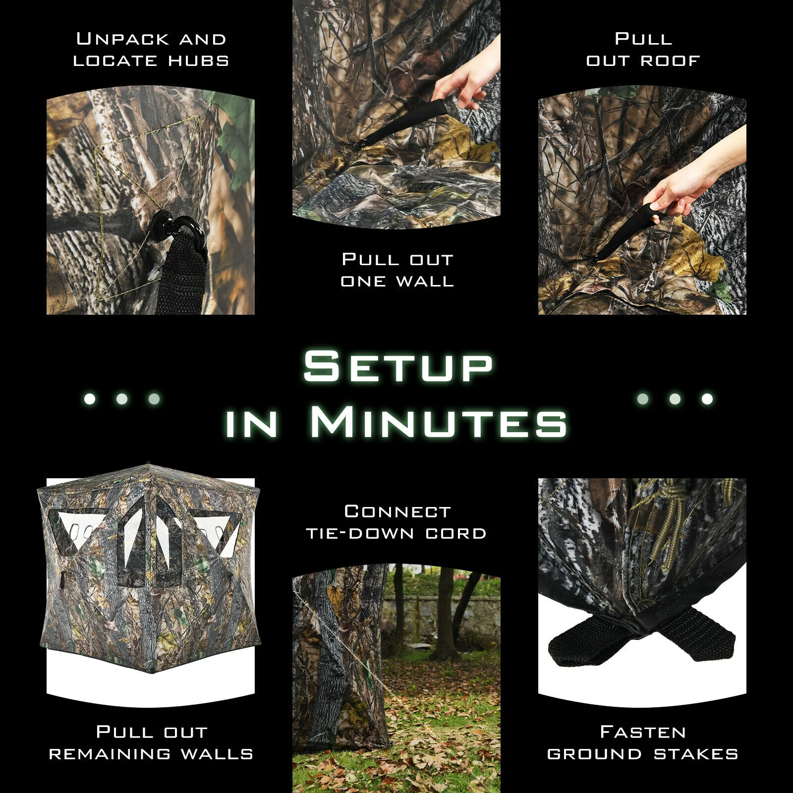 3 Person Pop-Up Ground Tent, Camouflage - Image 9