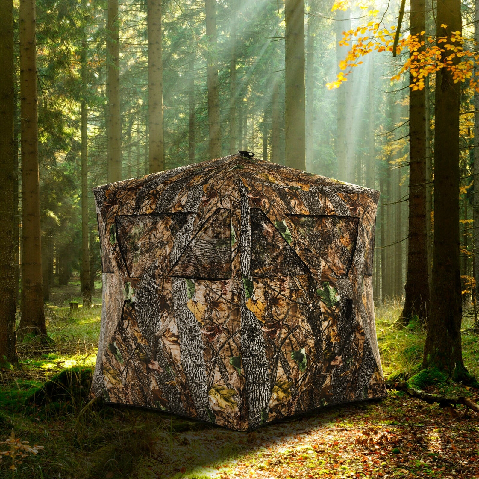 3 Person Portable Pop-Up Ground Hunting Blind, Tie-Downs - Image 2