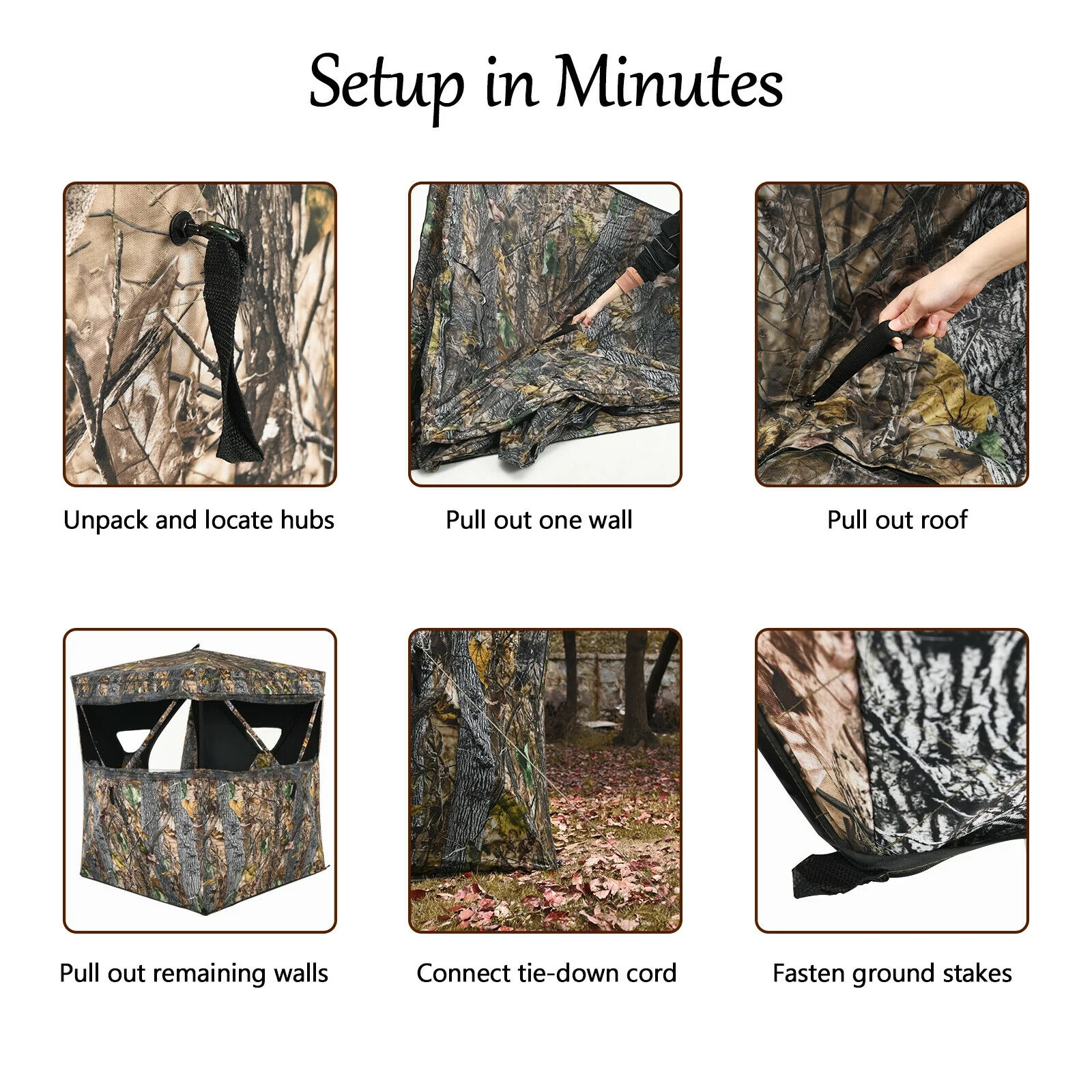 3 Person Portable Tent, Slide Mesh Window, Camouflage - Image 5