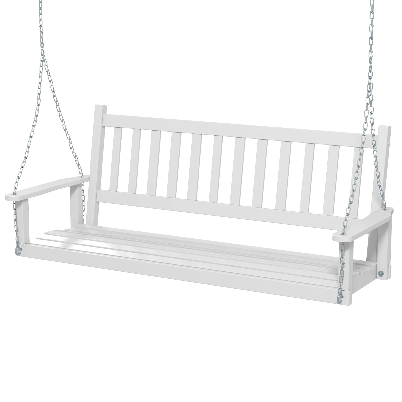 3-Person Wooden Outdoor Porch Swing, 800 lbs Weight Capacity, White