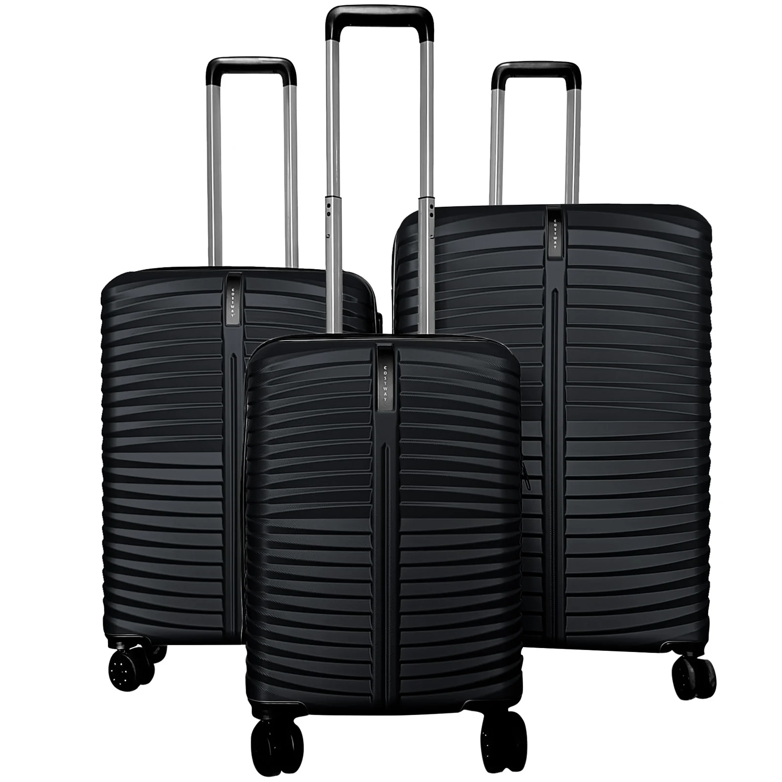 3-Piece 20/24/28 Inch Lightweight Hardside Luggage Set with 8-Spinner Wheels, Black - Image 2